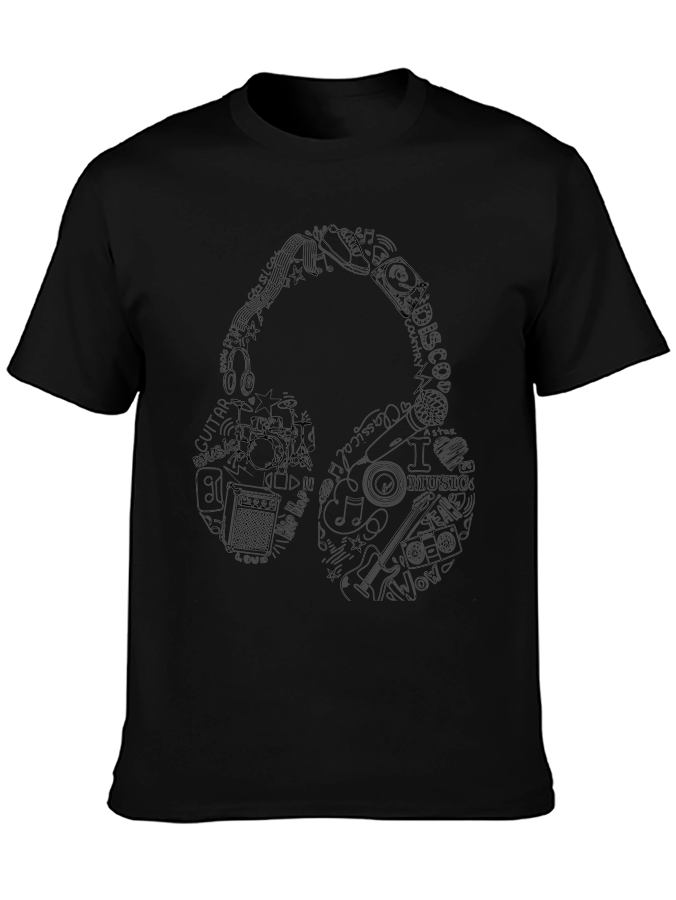 Music Headphone Graphic Print T-Shirt