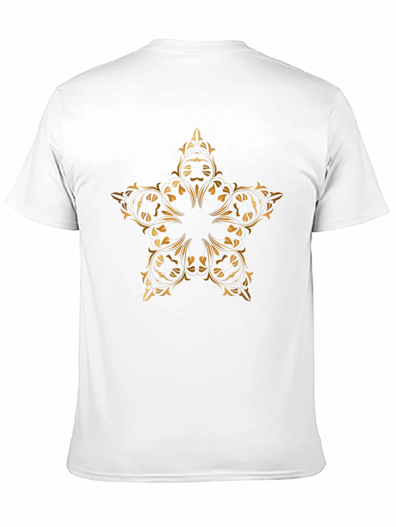 Stylish Black T-Shirt with Gold Floral Star Design