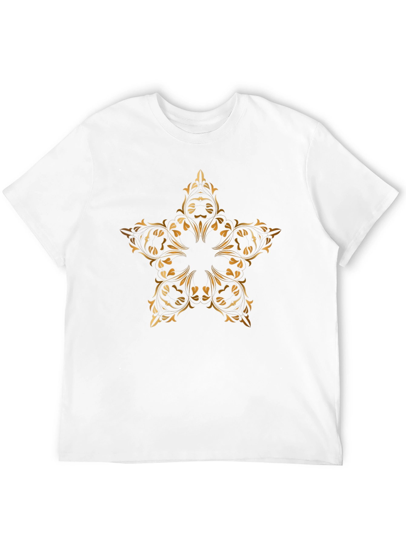 Stylish Black T-Shirt with Gold Floral Star Design