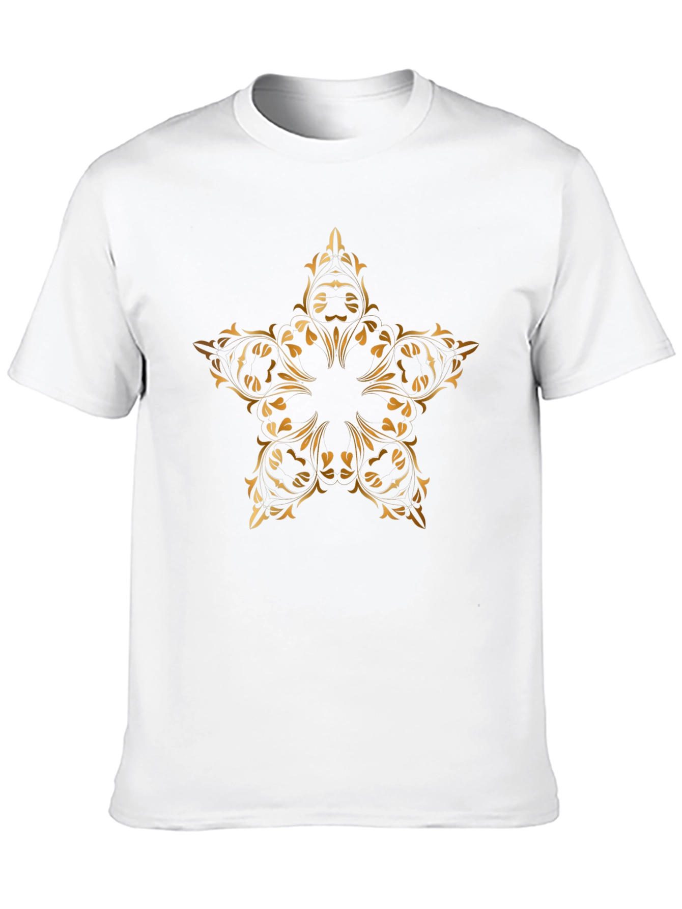 Stylish Black T-Shirt with Gold Floral Star Design
