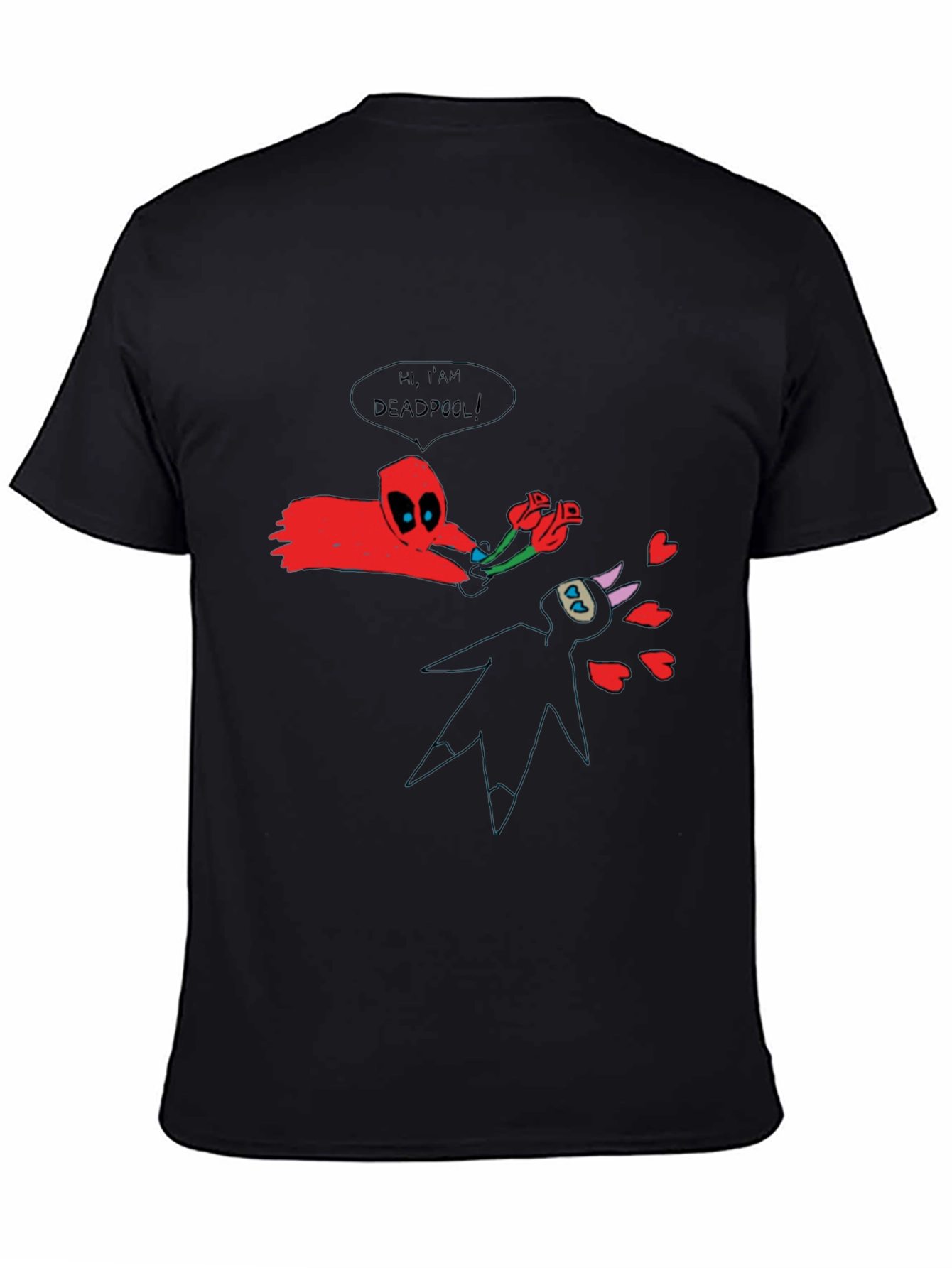 Deadpool Doodle Graphic Black T-Shirt