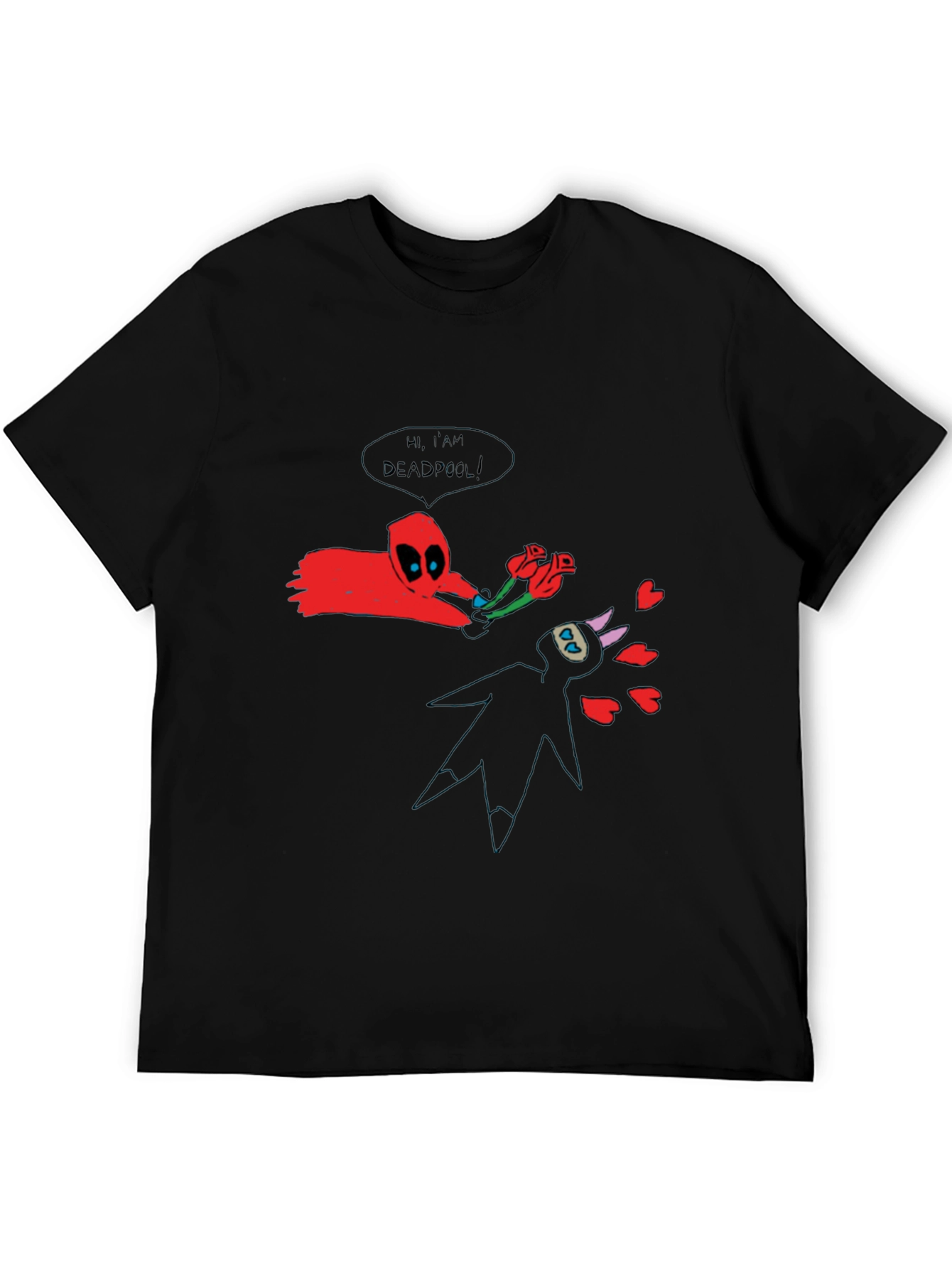 Deadpool Doodle Graphic Black T-Shirt