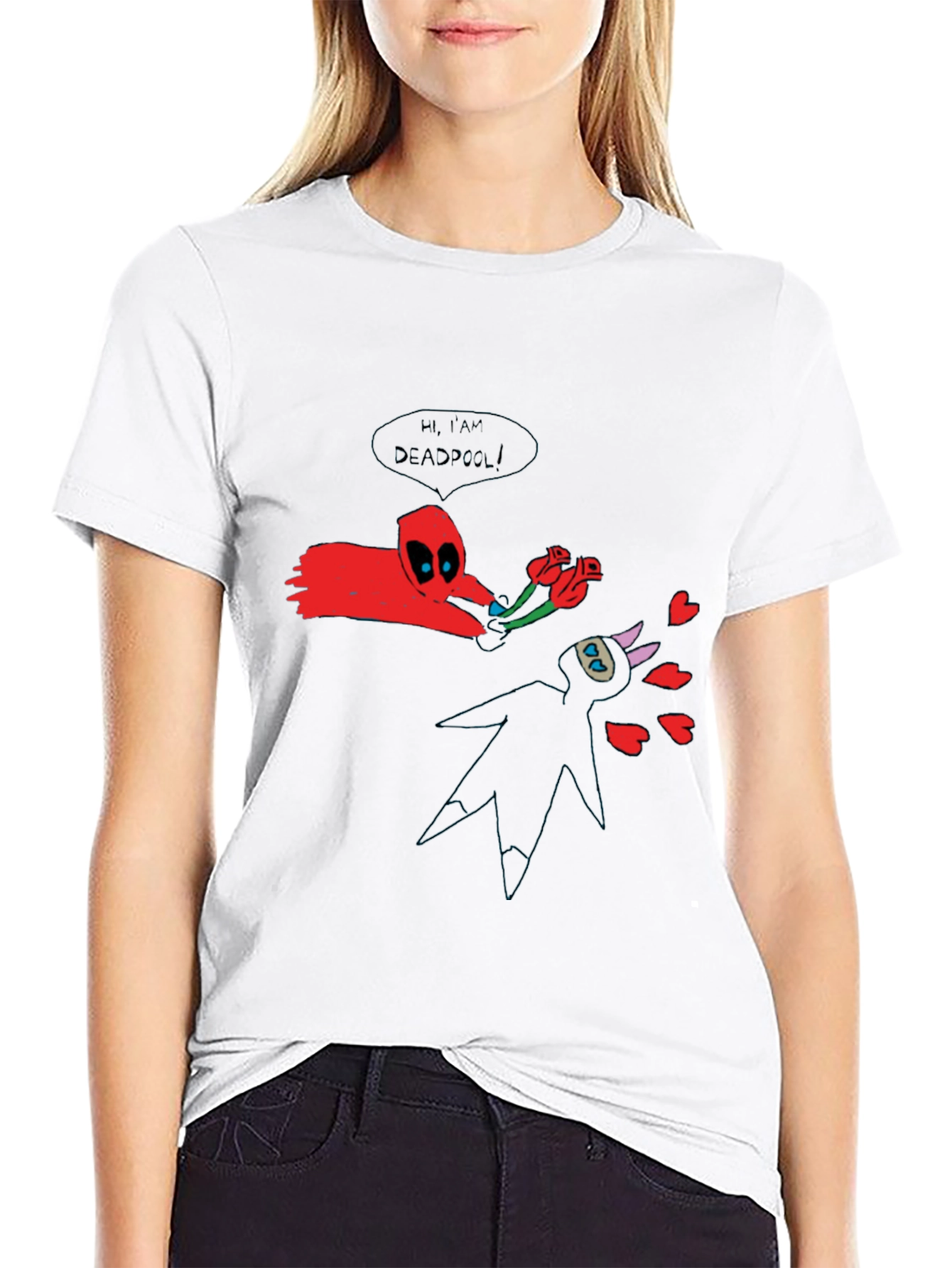Deadpool Doodle Graphic Black T-Shirt