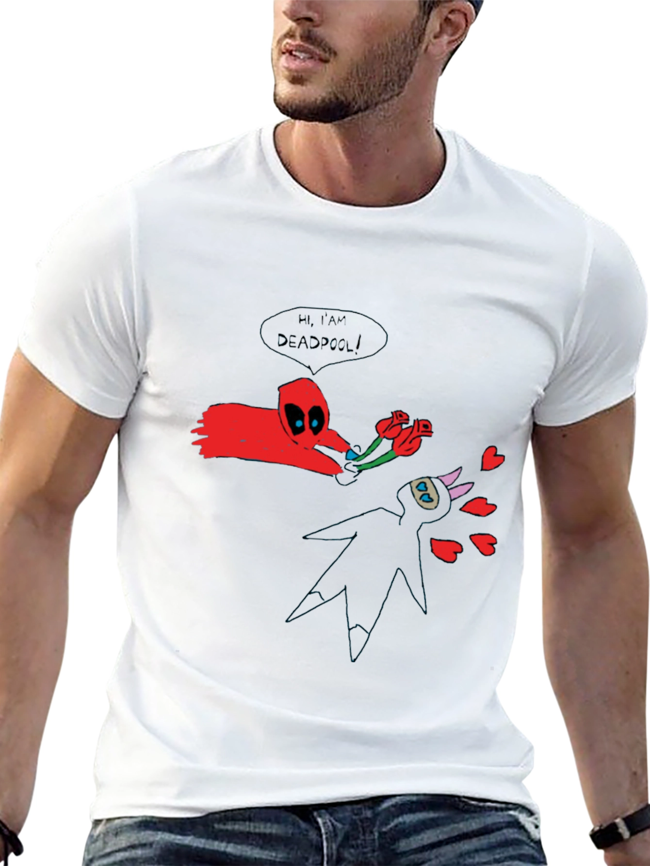 Deadpool Doodle Graphic Black T-Shirt