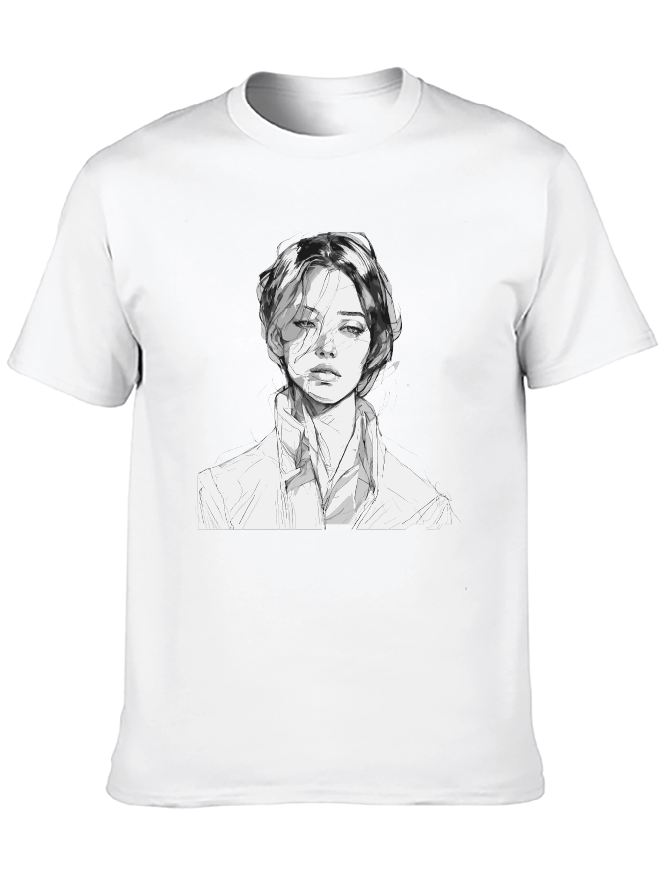 Monochrome Portrait Tee - Unique Artistic Design