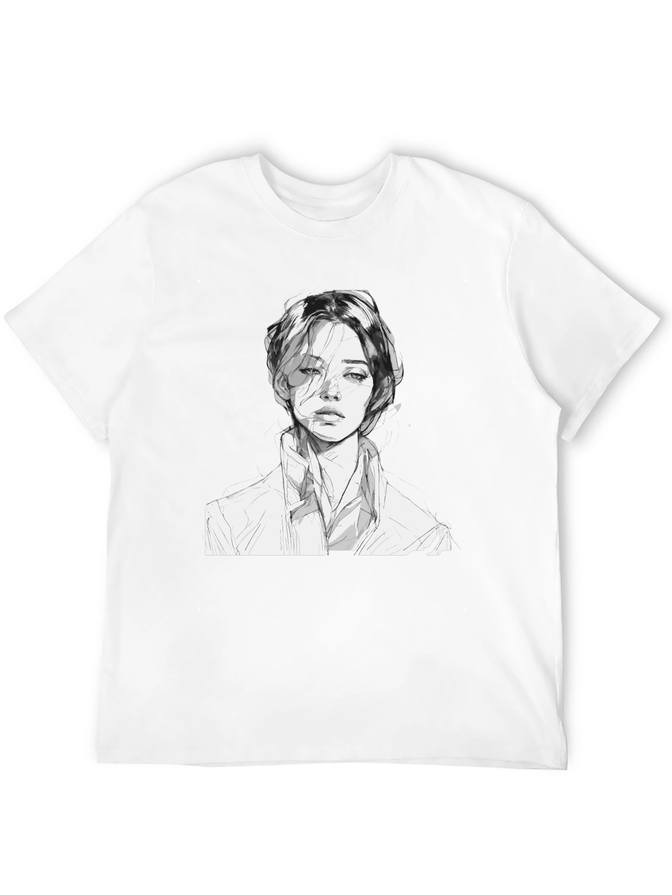 Monochrome Portrait Tee - Unique Artistic Design