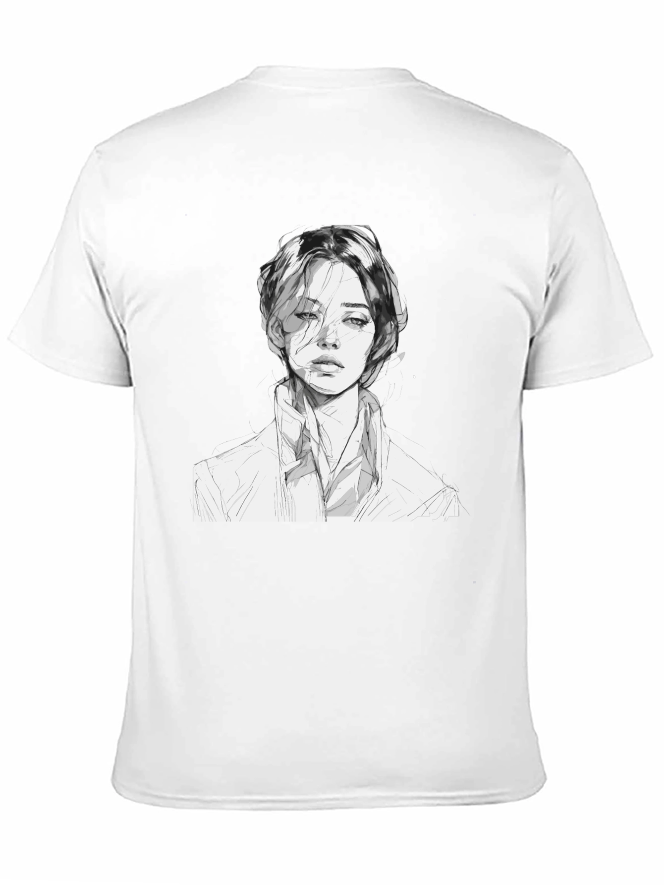 Monochrome Portrait Tee - Unique Artistic Design