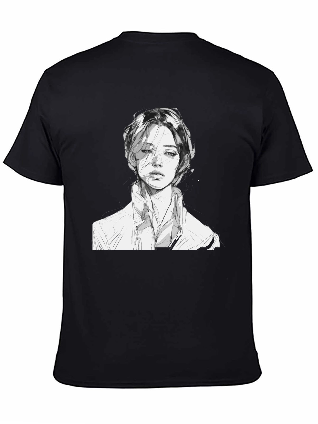 Monochrome Portrait Tee - Unique Artistic Design