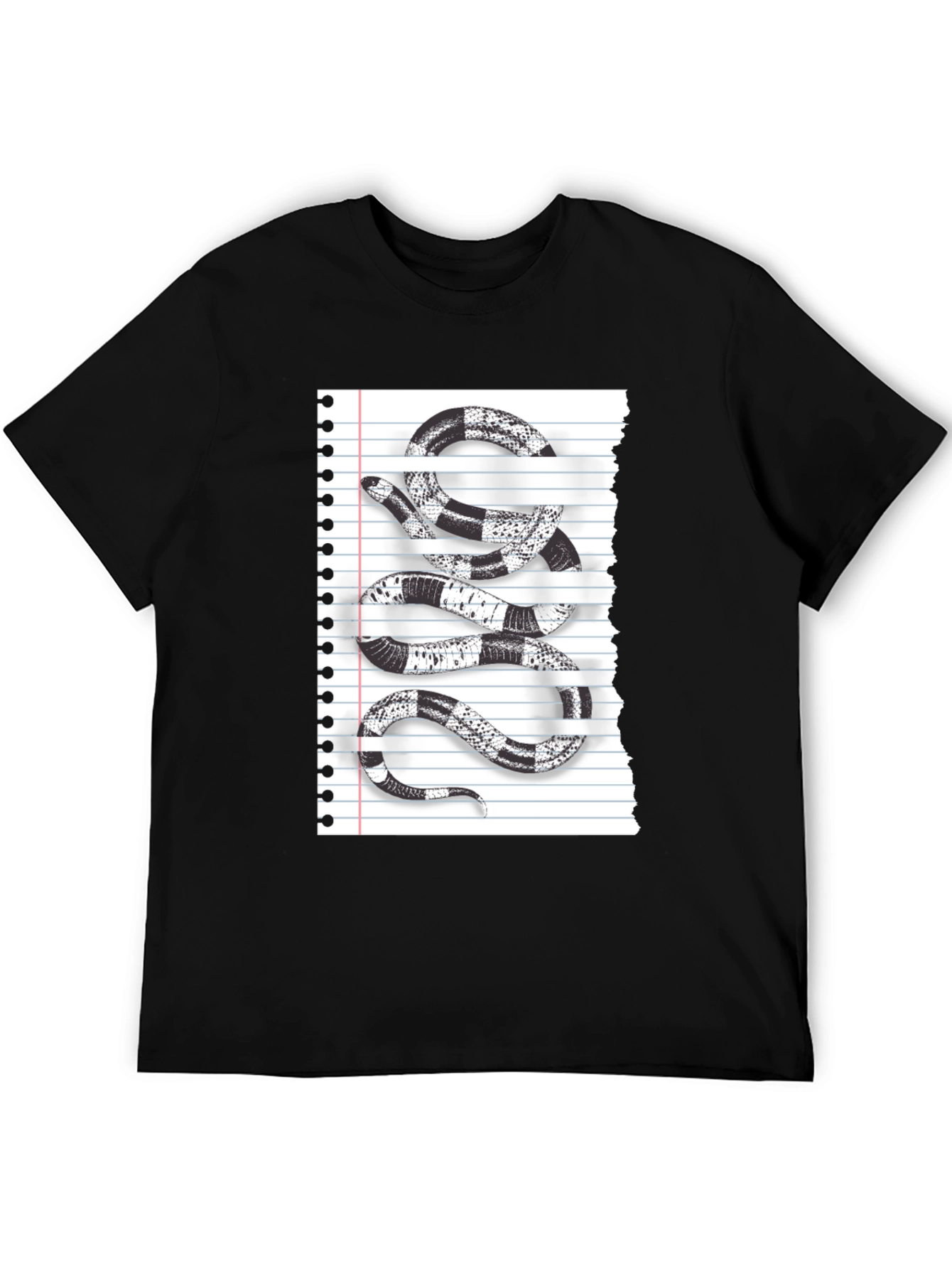 Black Snake Notebook Style Graphic T-Shirt