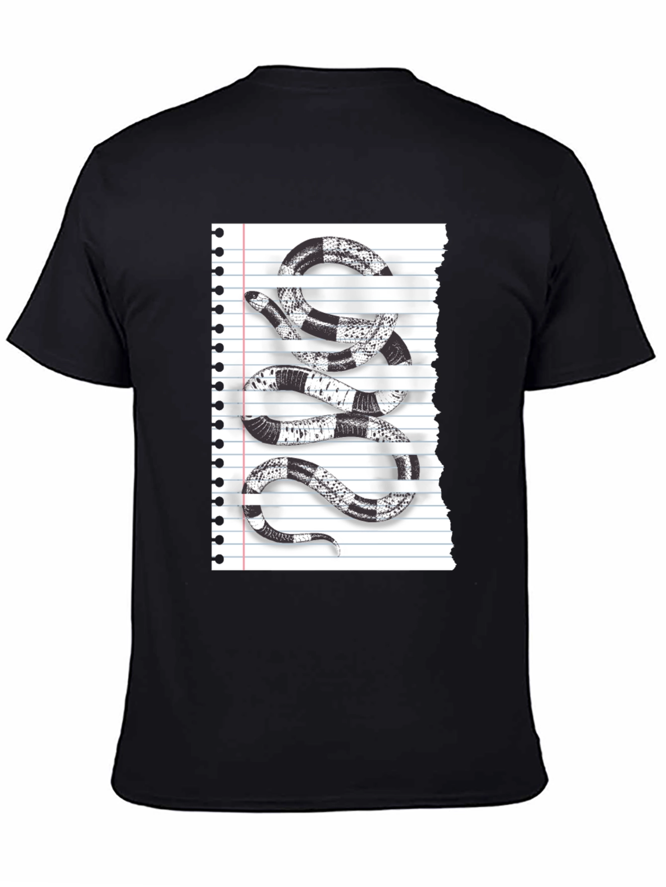 Black Snake Notebook Style Graphic T-Shirt
