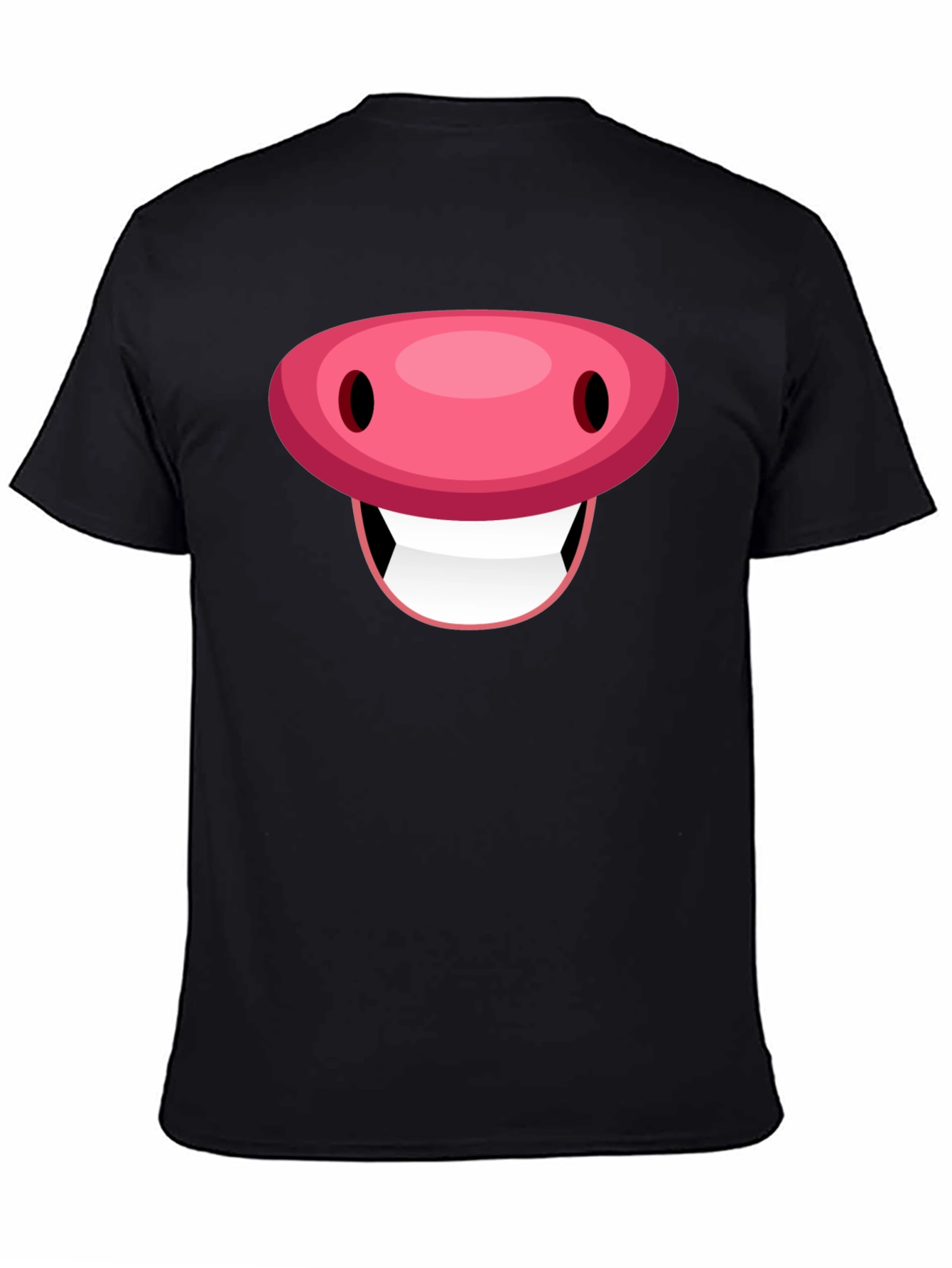 Funny Pig Face Graphic Tee - Black