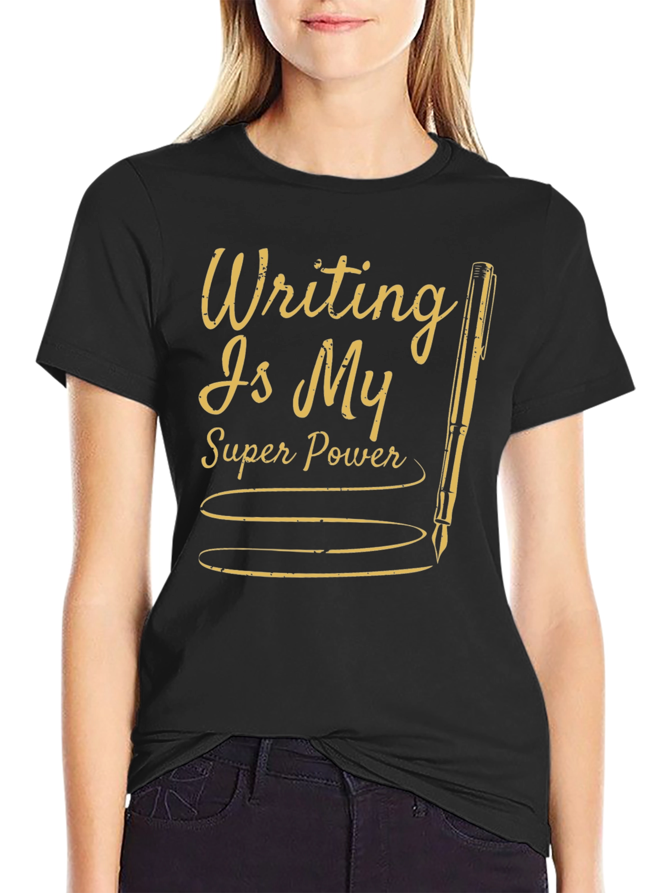 Writers Super Power Black Tee
