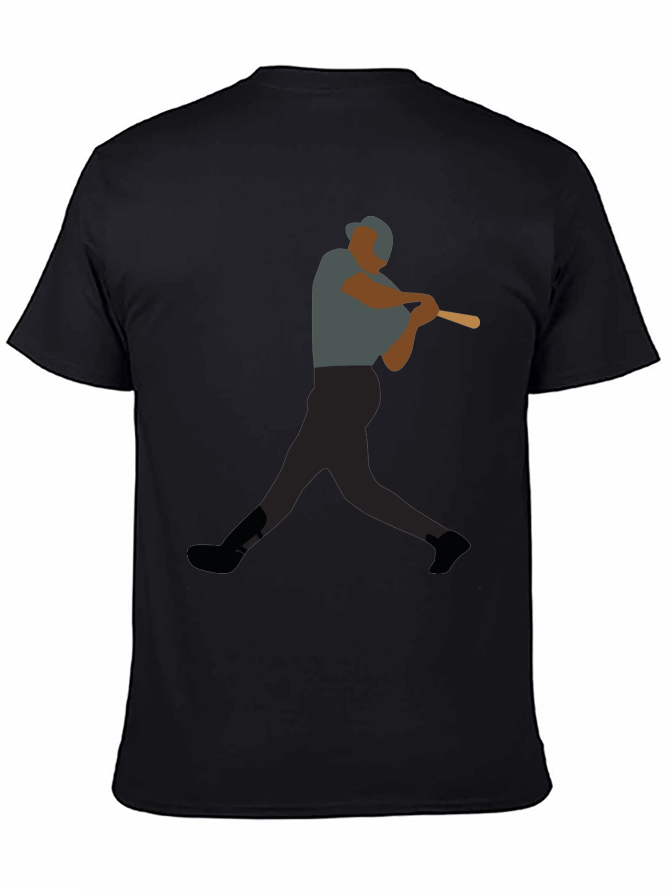 Baseball Player Graphic Tee - Black Cotton Shirt