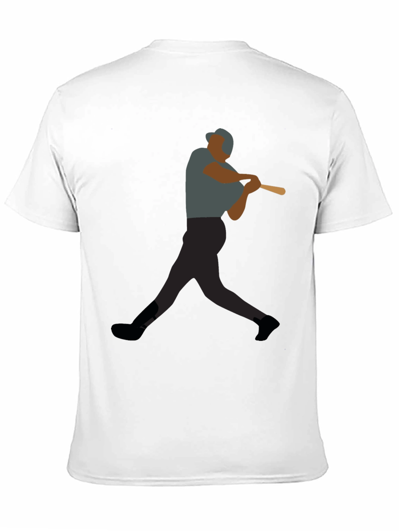Baseball Player Graphic Tee - Black Cotton Shirt