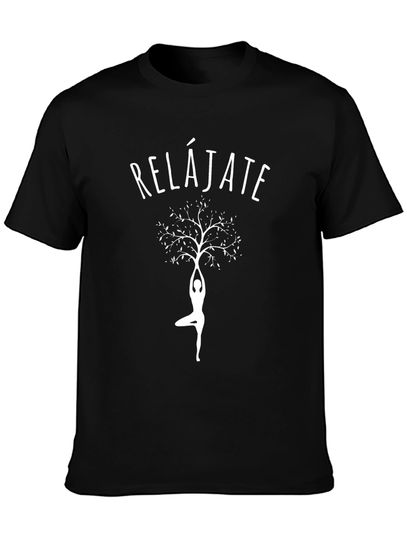 Relax Yoga Tree Graphic Tee - Black