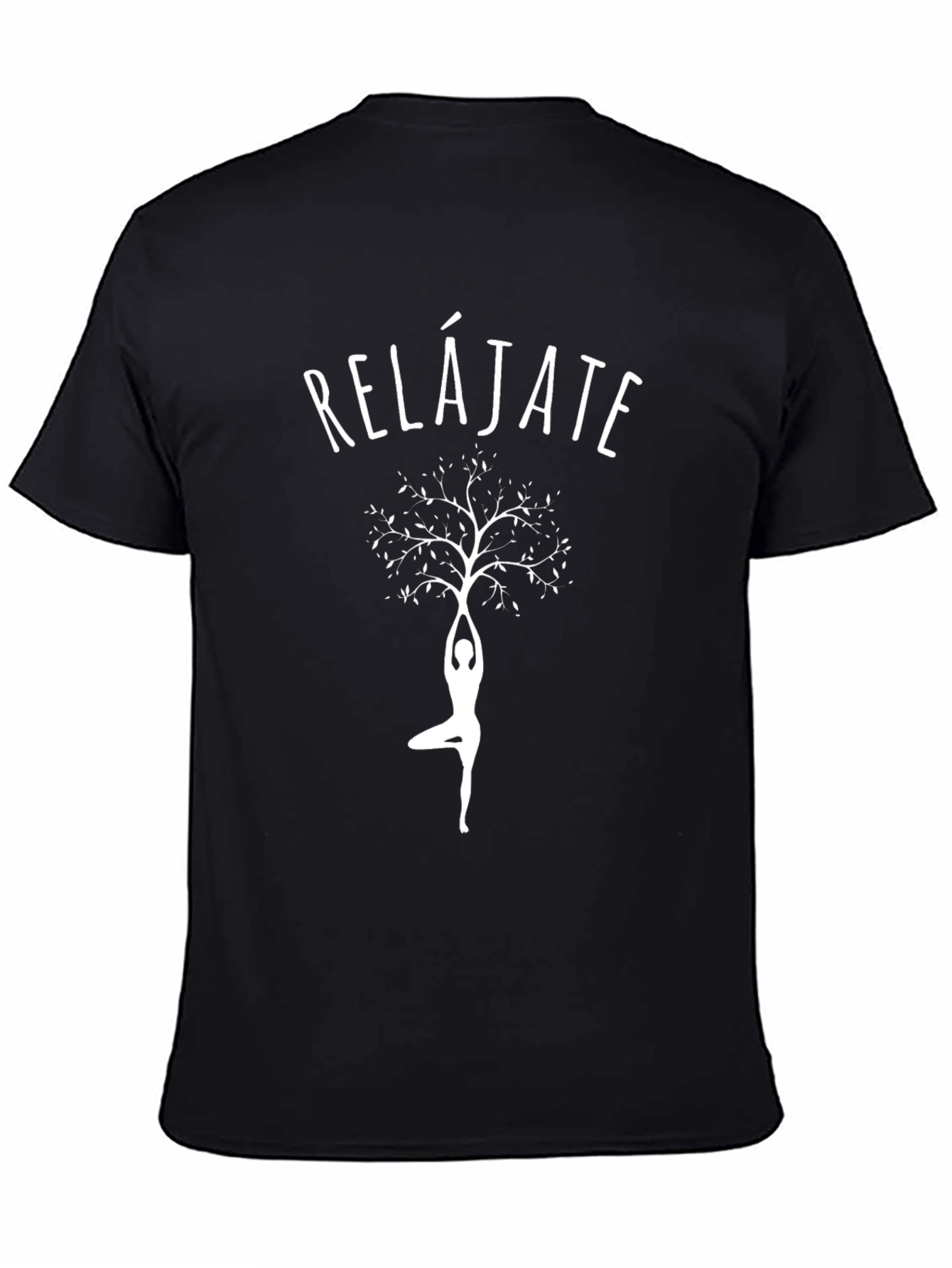 Relax Yoga Tree Graphic Tee - Black
