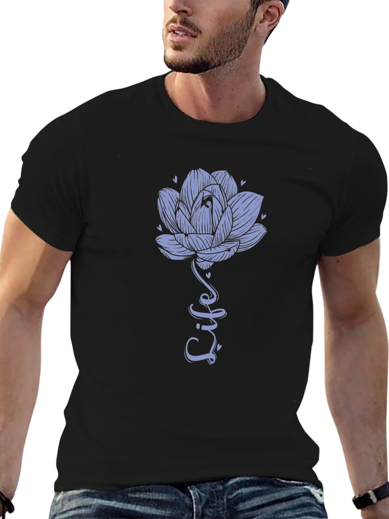 Lotus Life Tee - Black Graphic T-Shirt