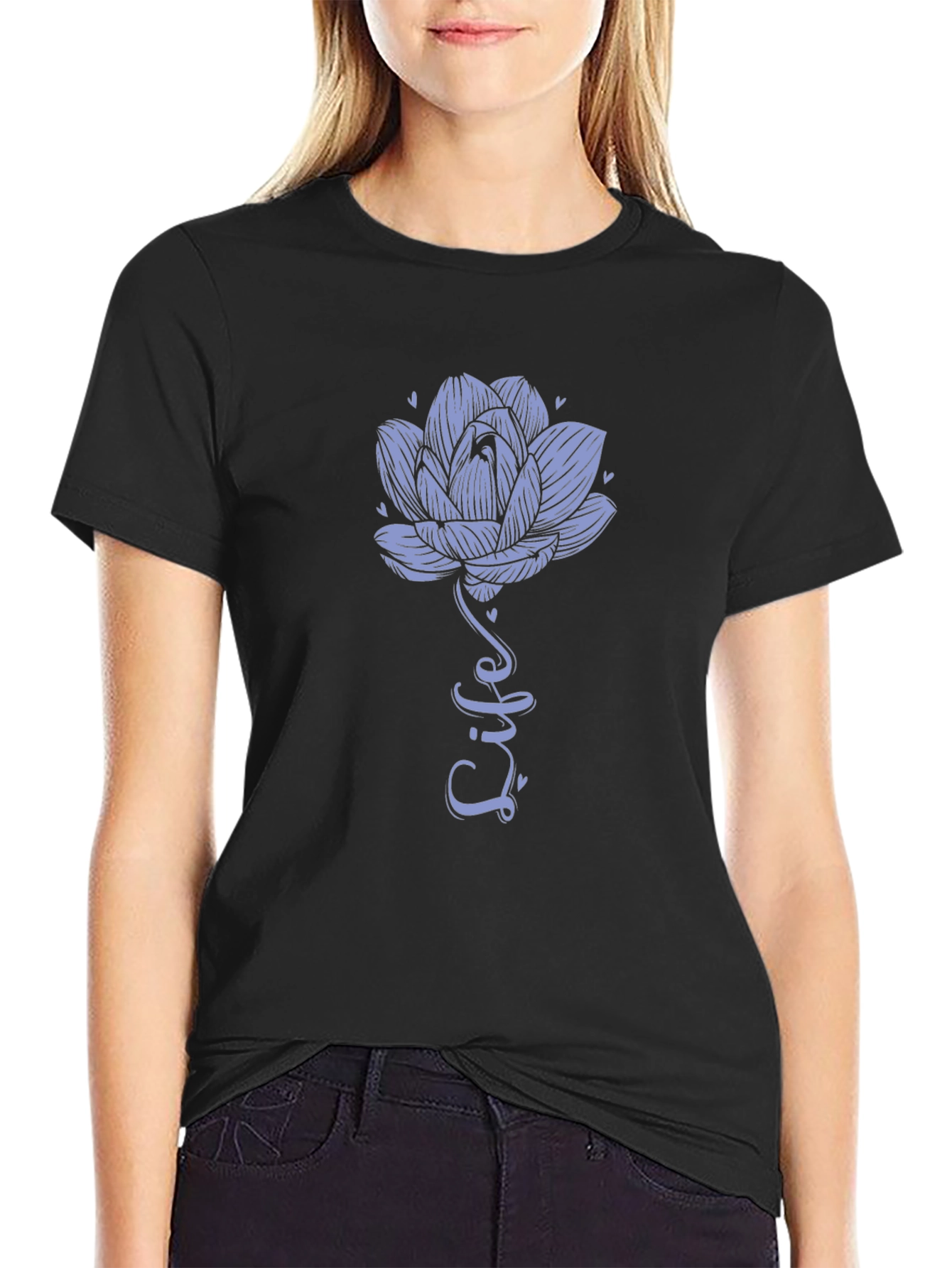 Lotus Life Tee - Black Graphic T-Shirt