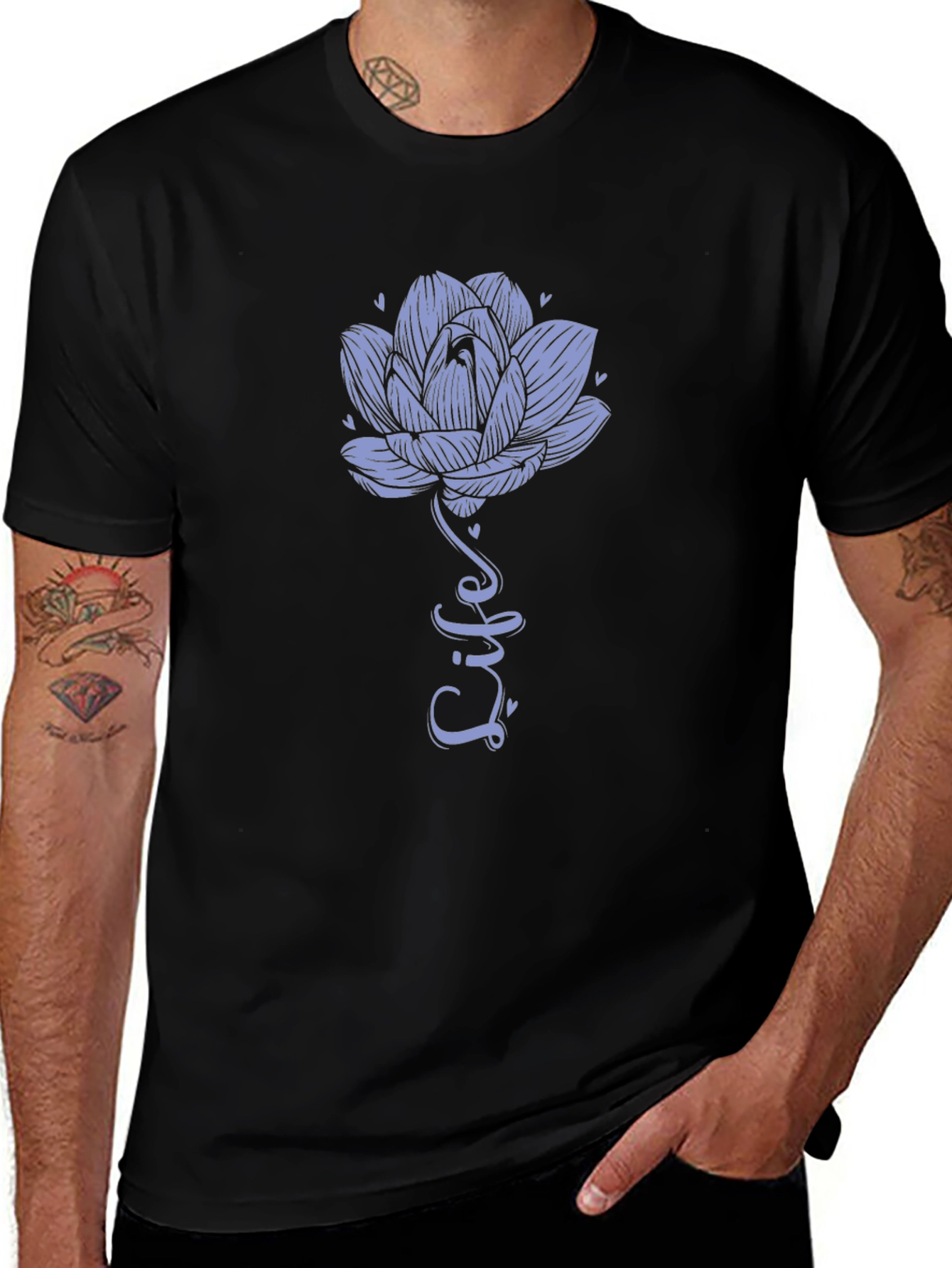 Lotus Life Tee - Black Graphic T-Shirt
