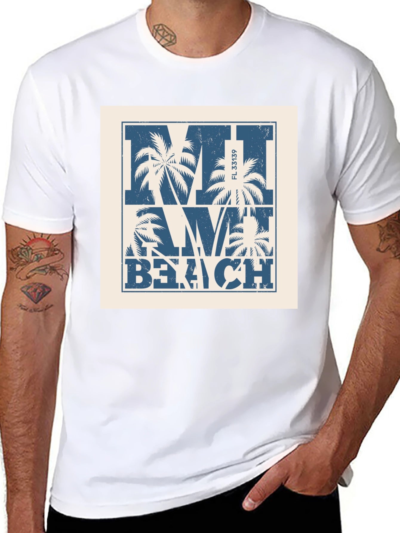 Miami Beach Palm Tree Graphic T-Shirt
