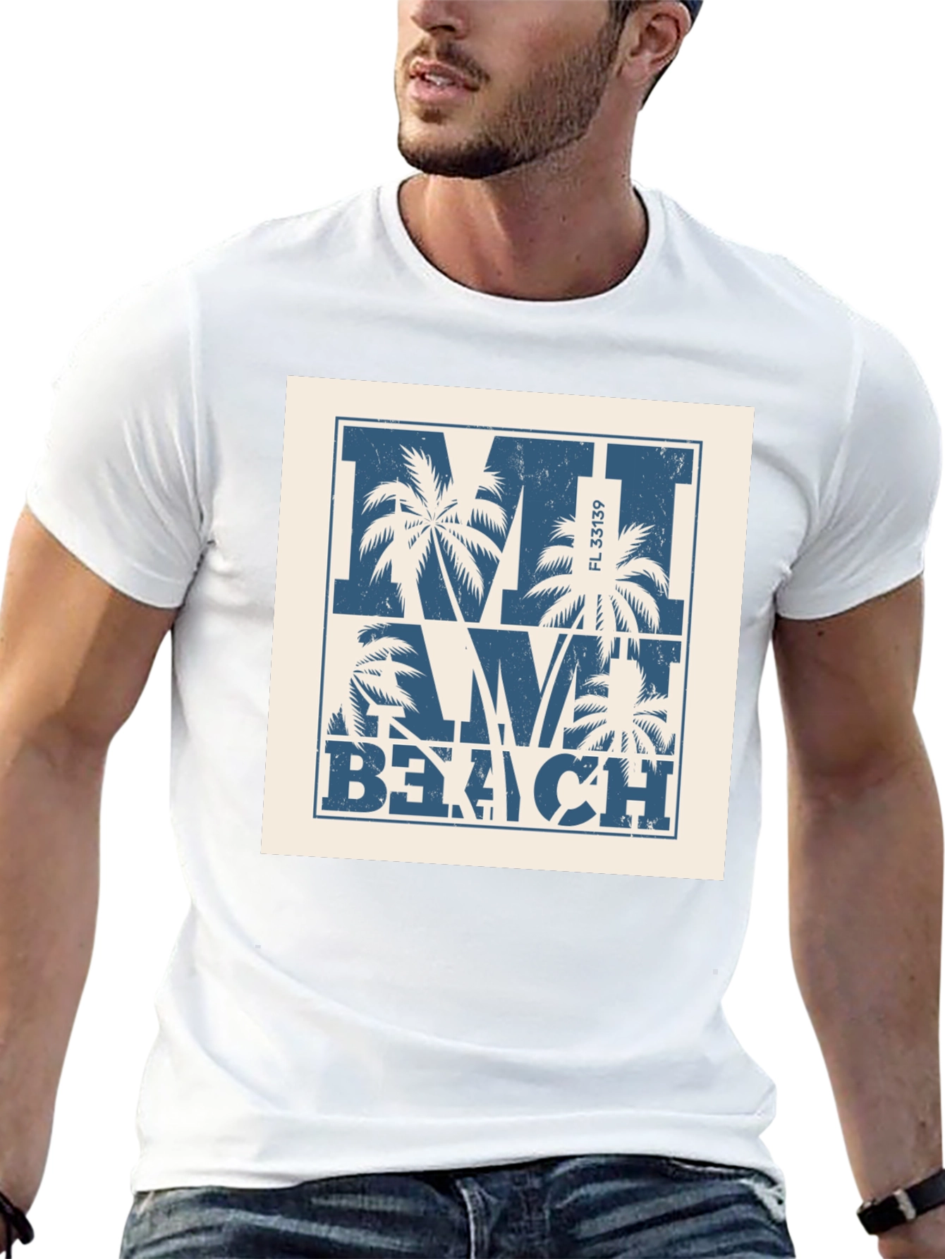 Miami Beach Palm Tree Graphic T-Shirt