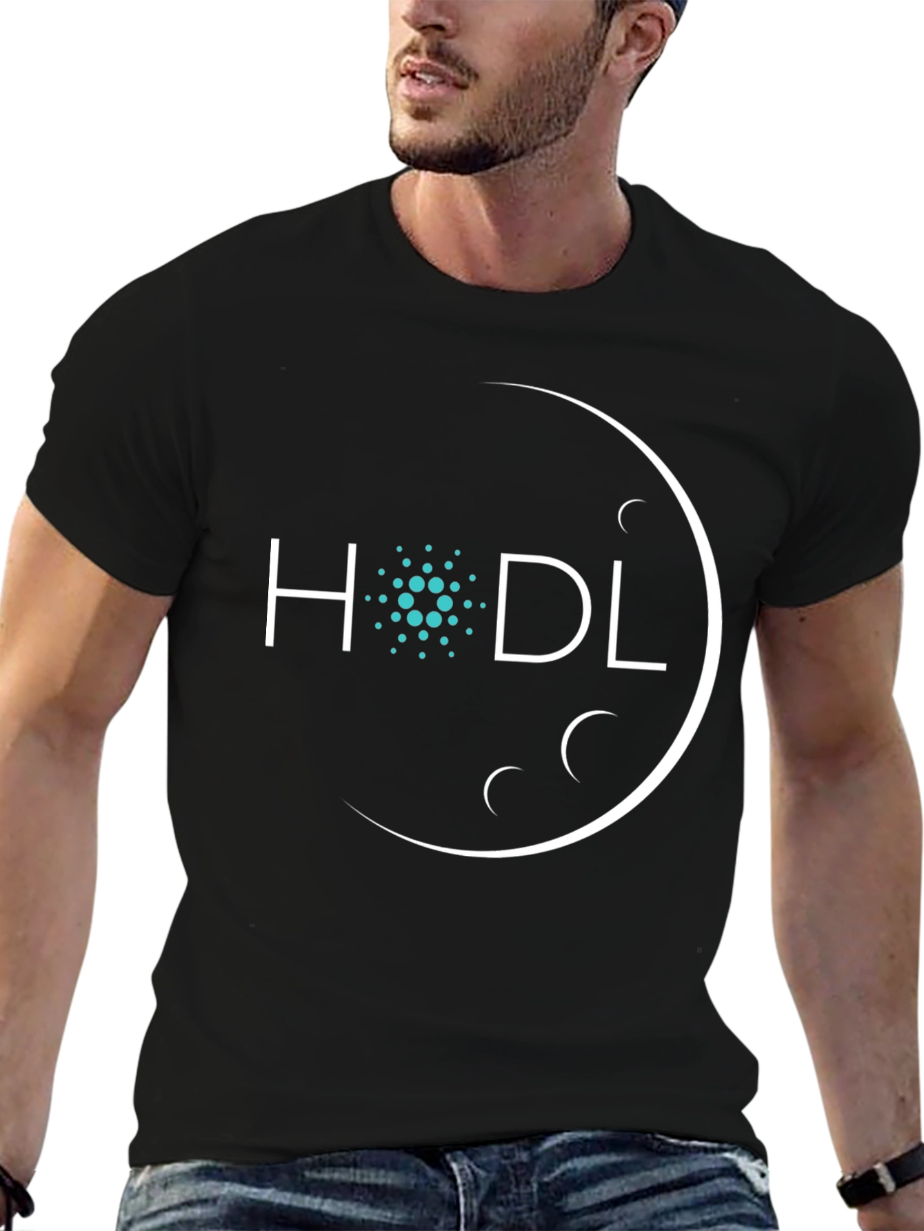 HODL Moon Crypto T-Shirt - Black Cotton Tee