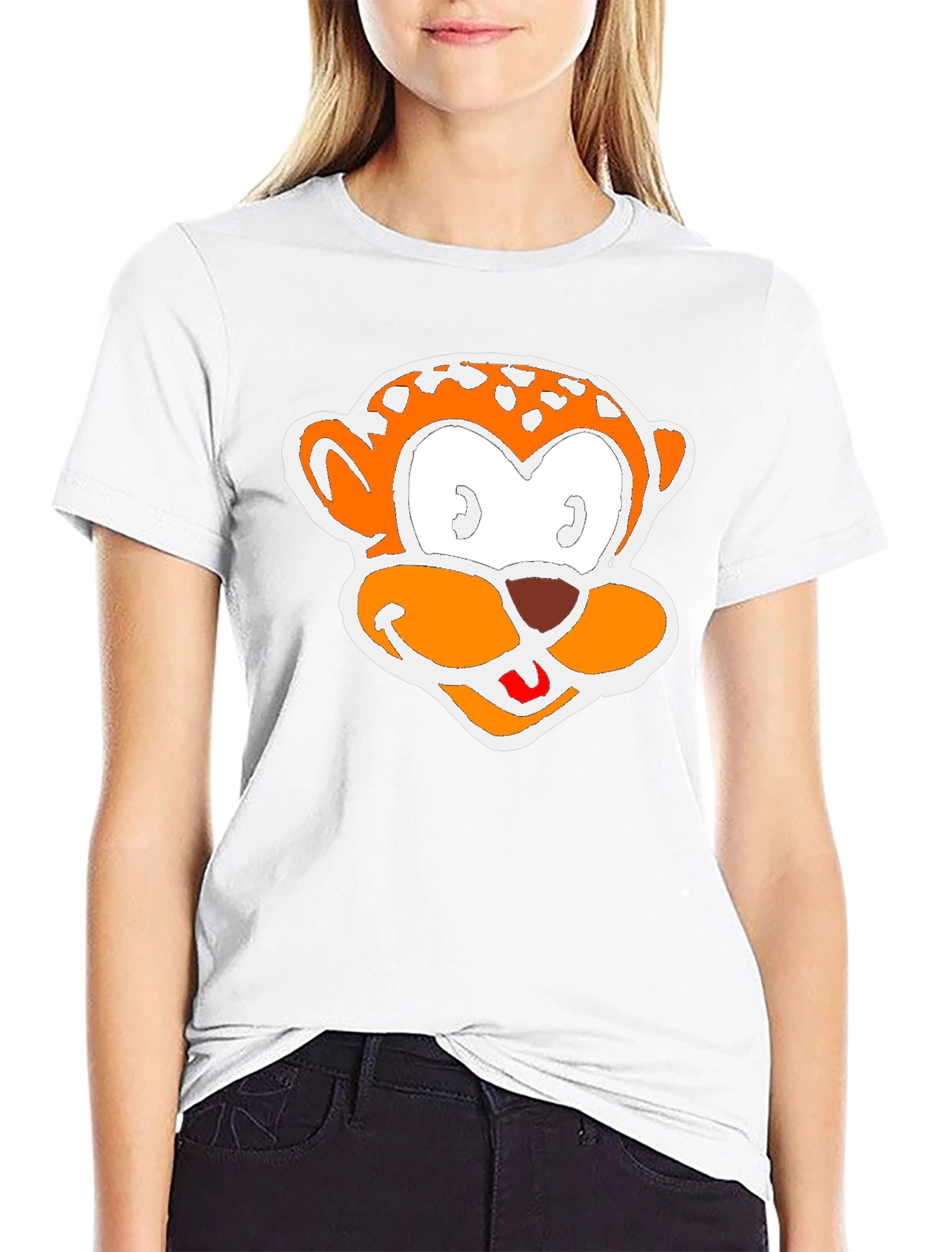 Cartoon Monkey Graphic Black T-Shirt