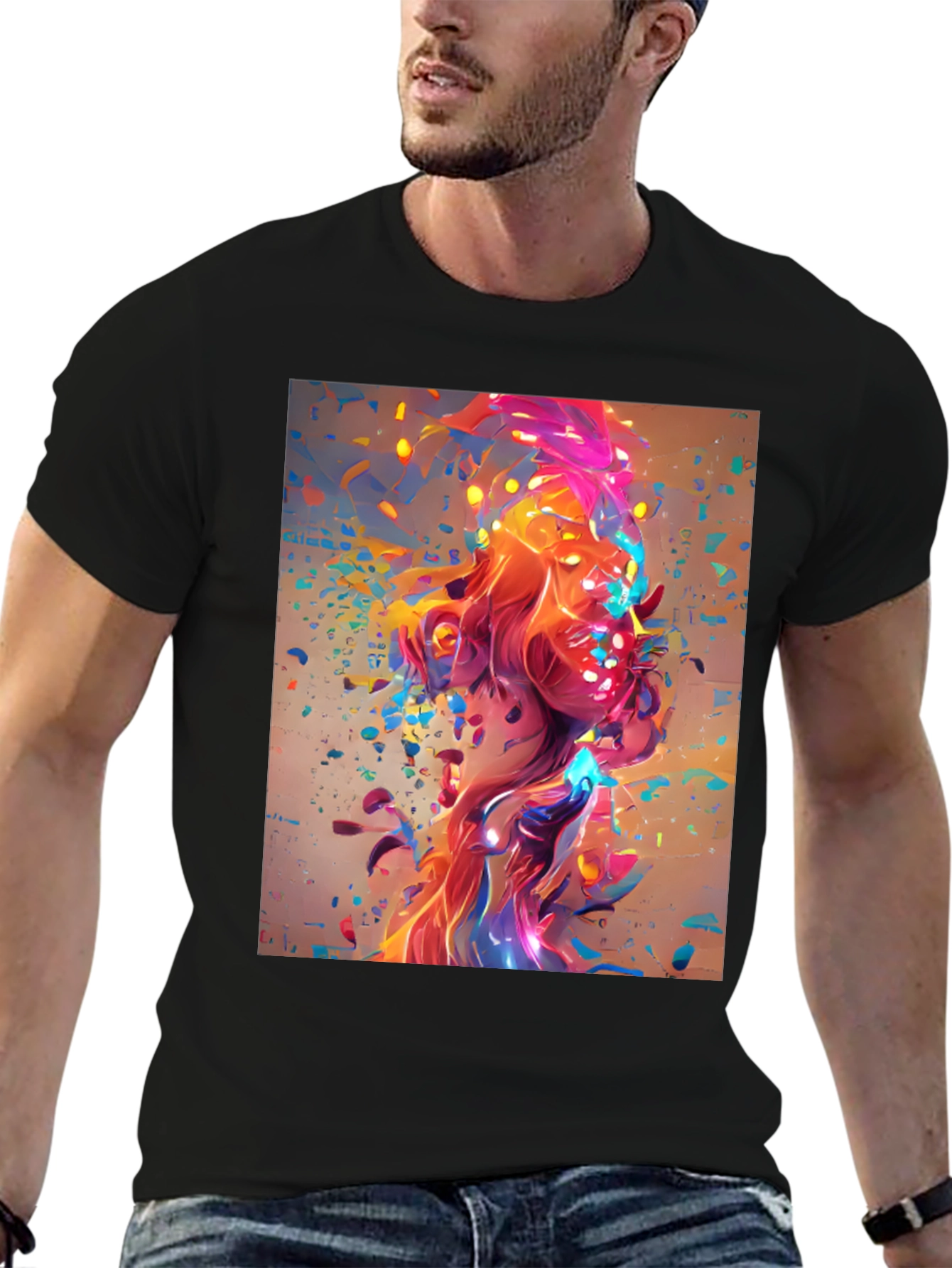 Abstract Art Print Black T-Shirt