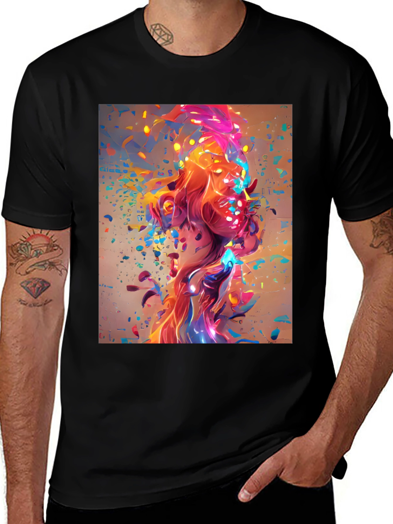Abstract Art Print Black T-Shirt