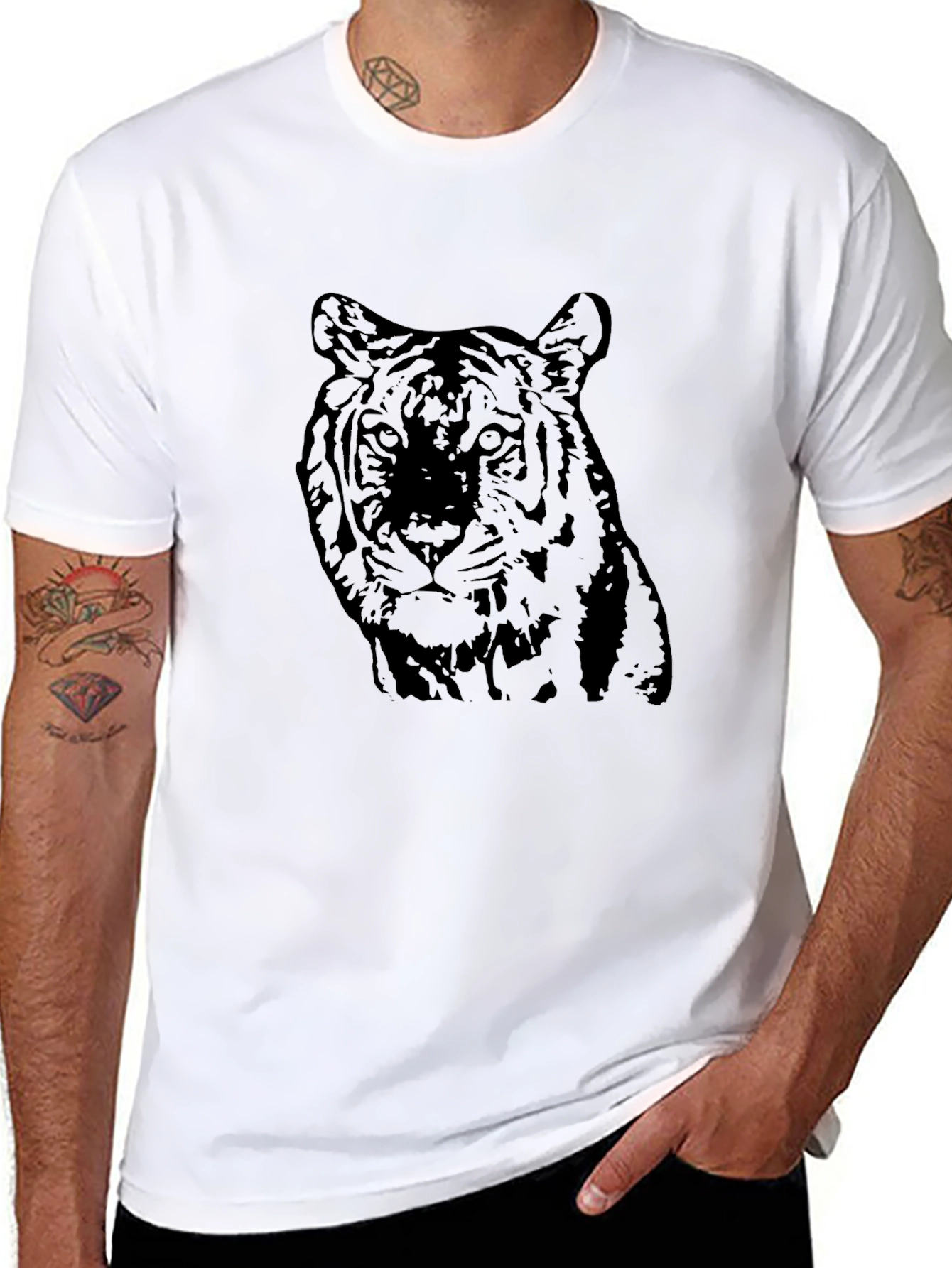 Black Tiger Graphic Tee - Cool Animal Design