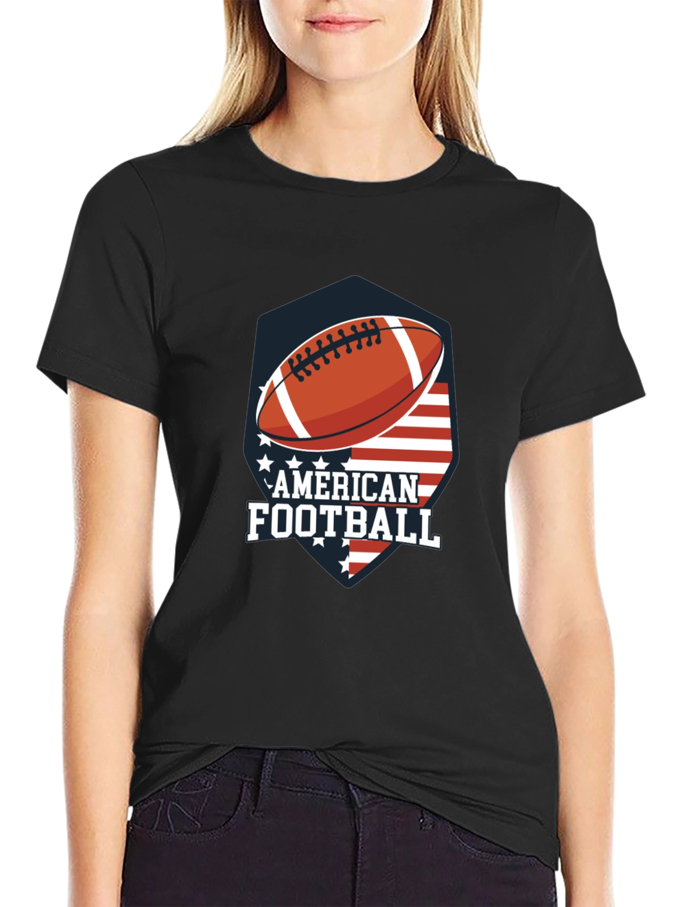 American Football USA Flag Graphic T-Shirt