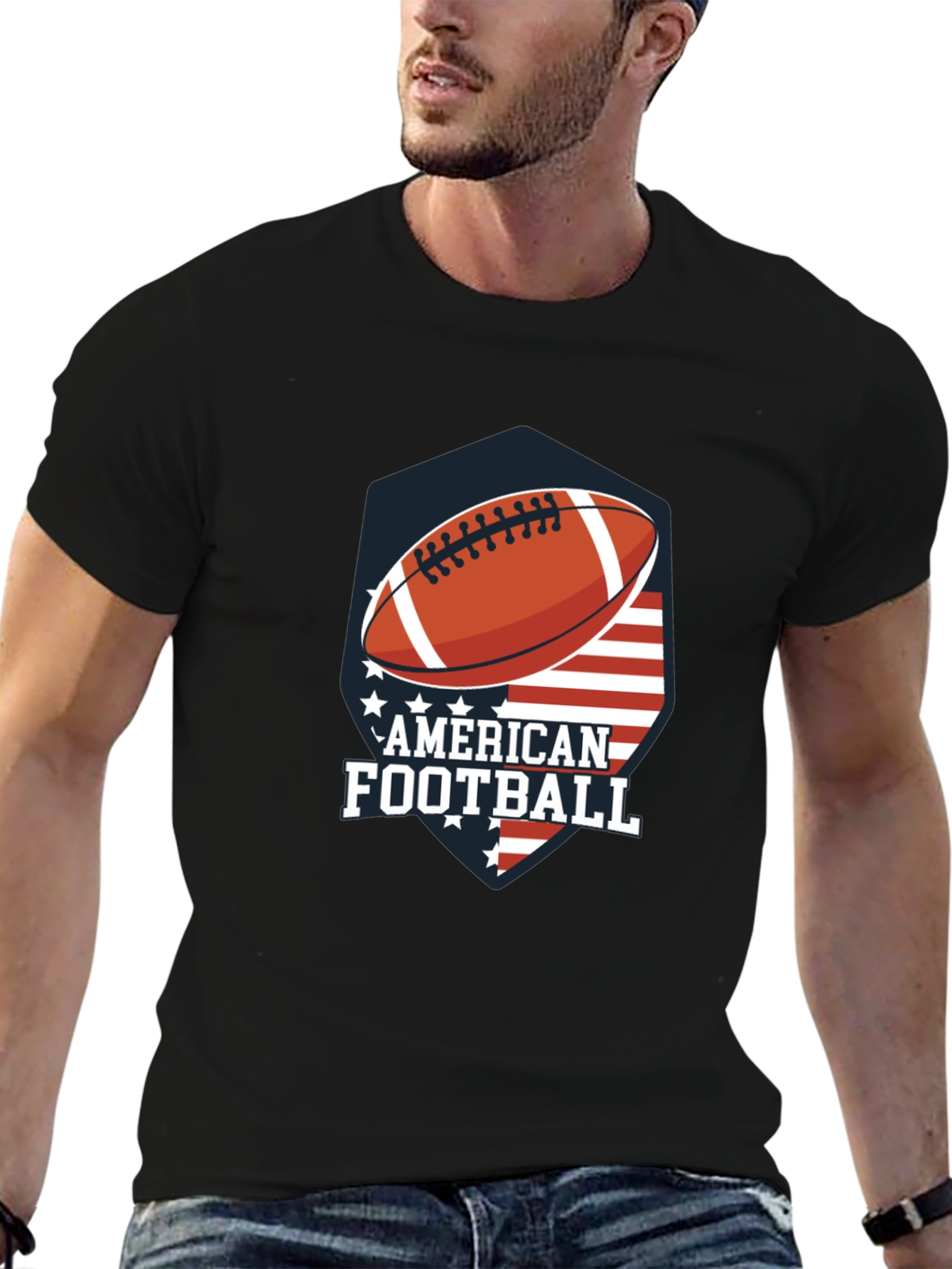 American Football USA Flag Graphic T-Shirt