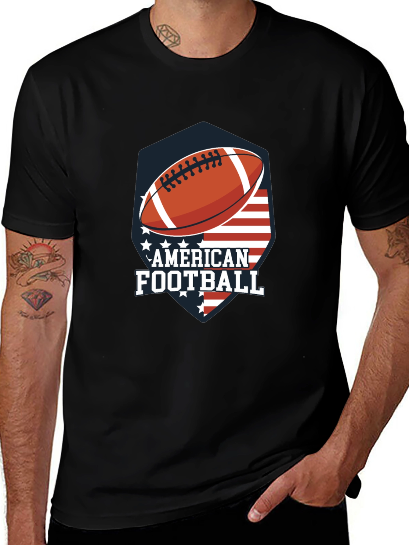American Football USA Flag Graphic T-Shirt