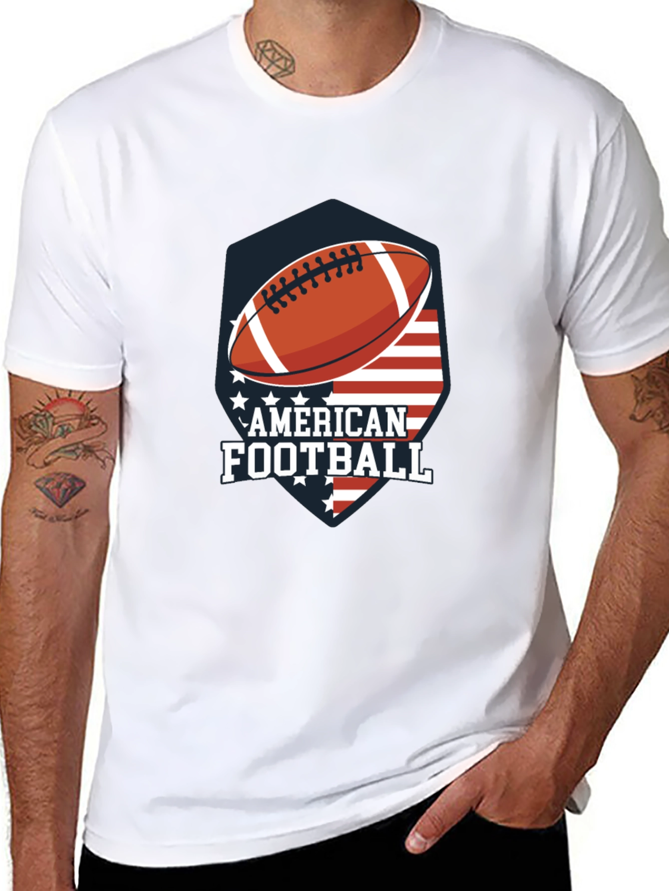 American Football USA Flag Graphic T-Shirt