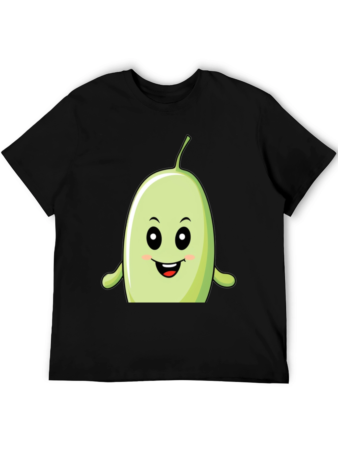 Funny Bean Cartoon Graphic Black T-Shirt