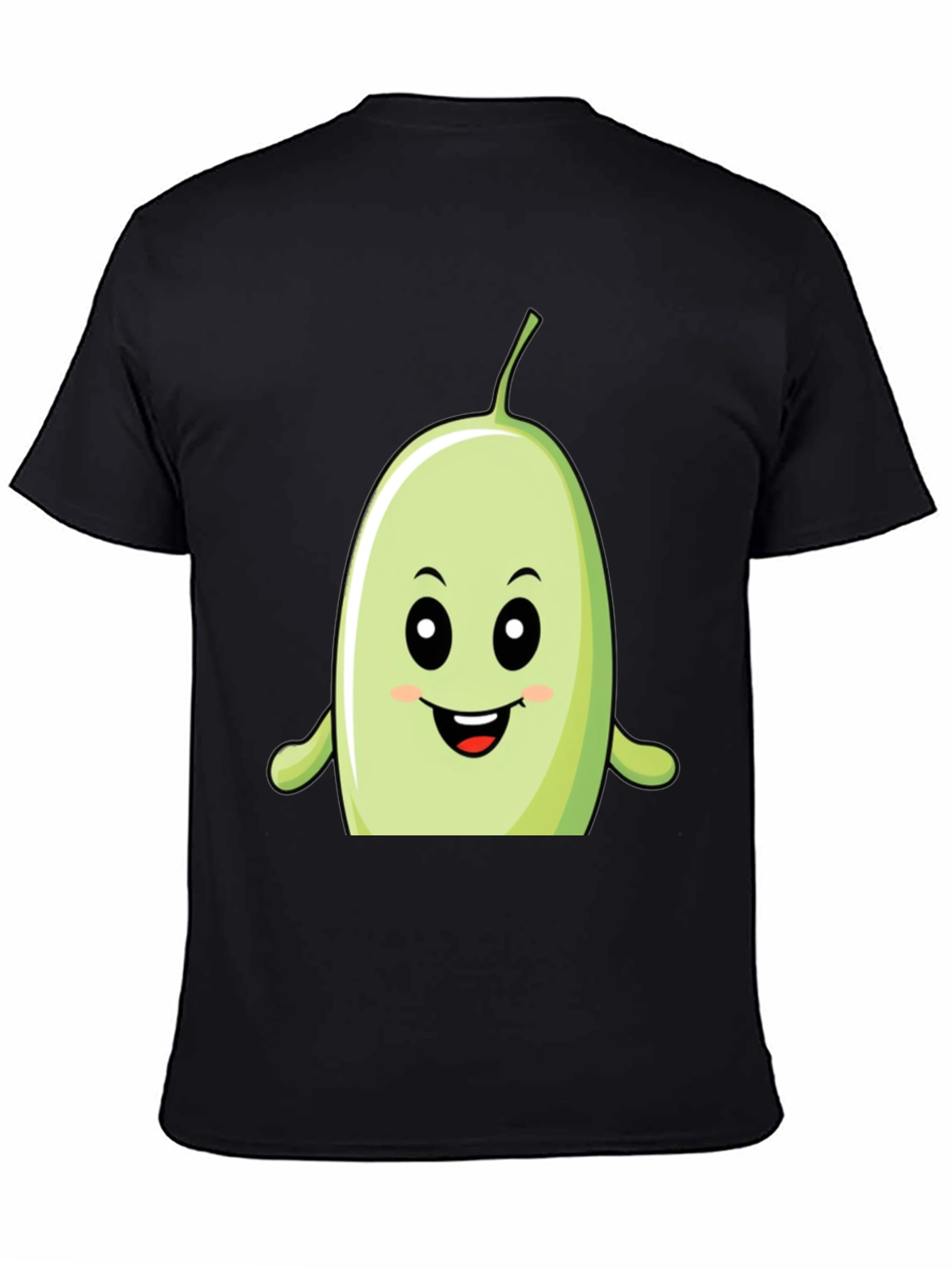 Funny Bean Cartoon Graphic Black T-Shirt