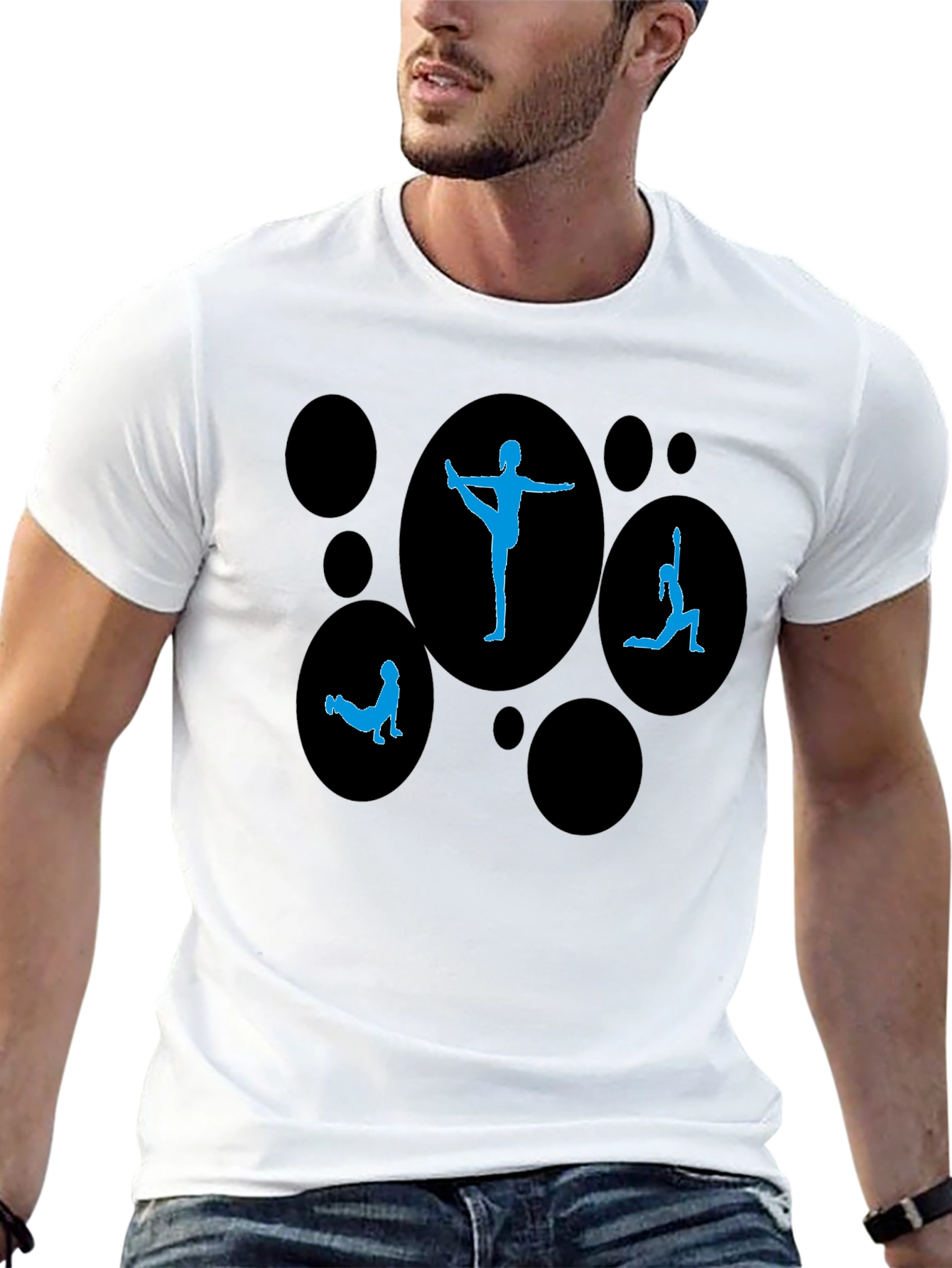 Yoga Pose Graphic Print Black T-Shirt