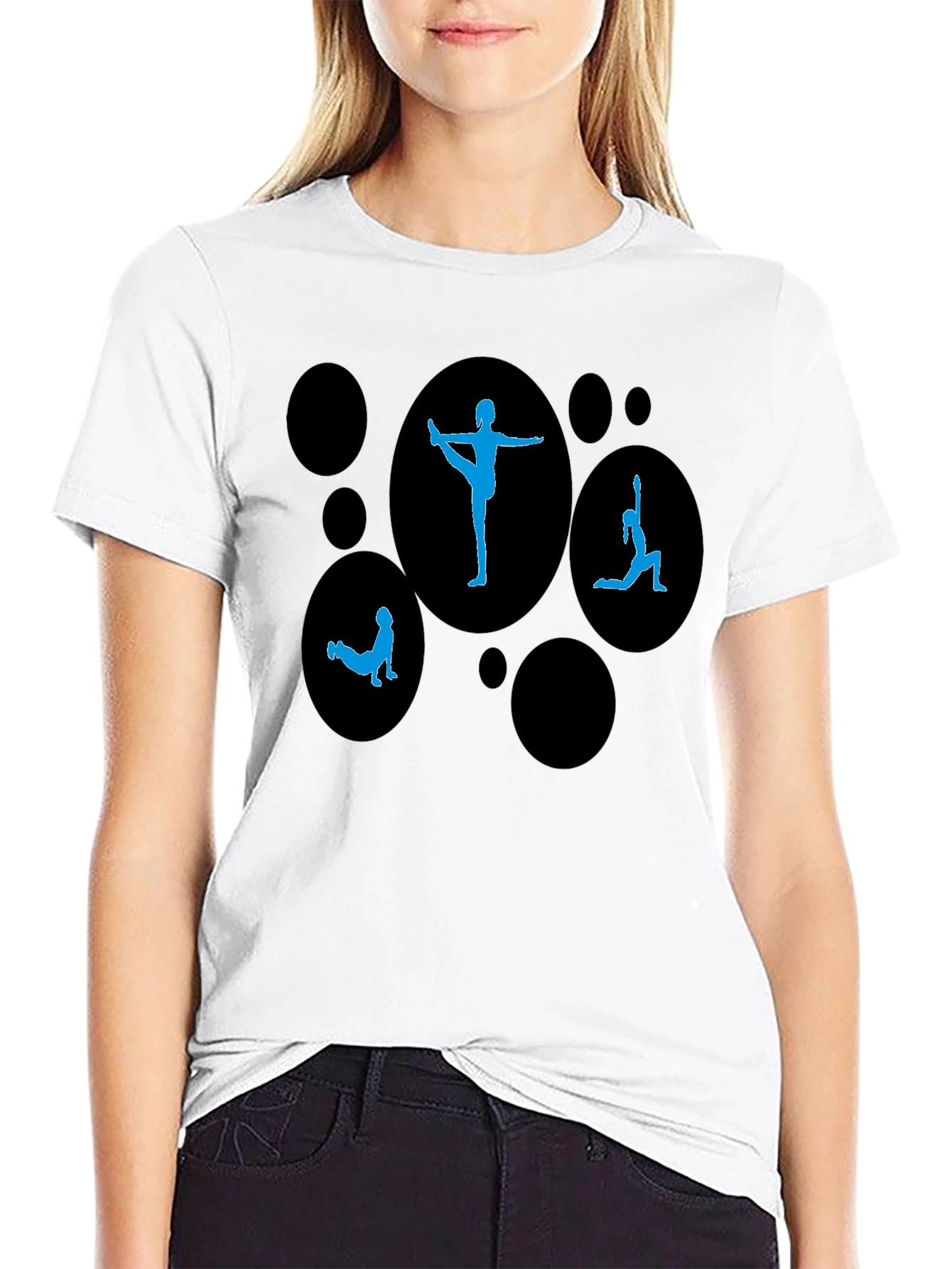 Yoga Pose Graphic Print Black T-Shirt