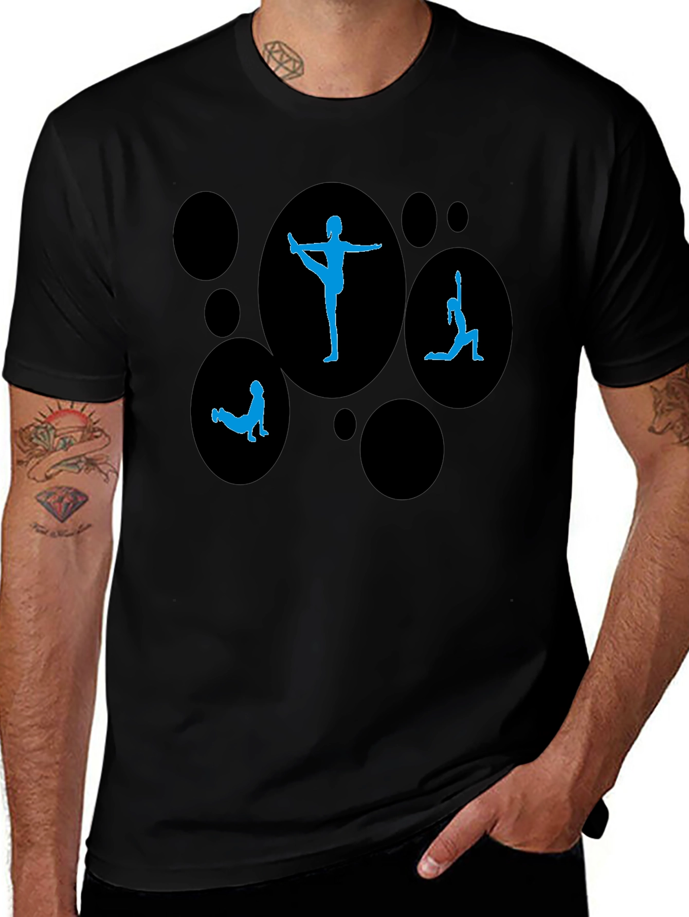 Yoga Pose Graphic Print Black T-Shirt