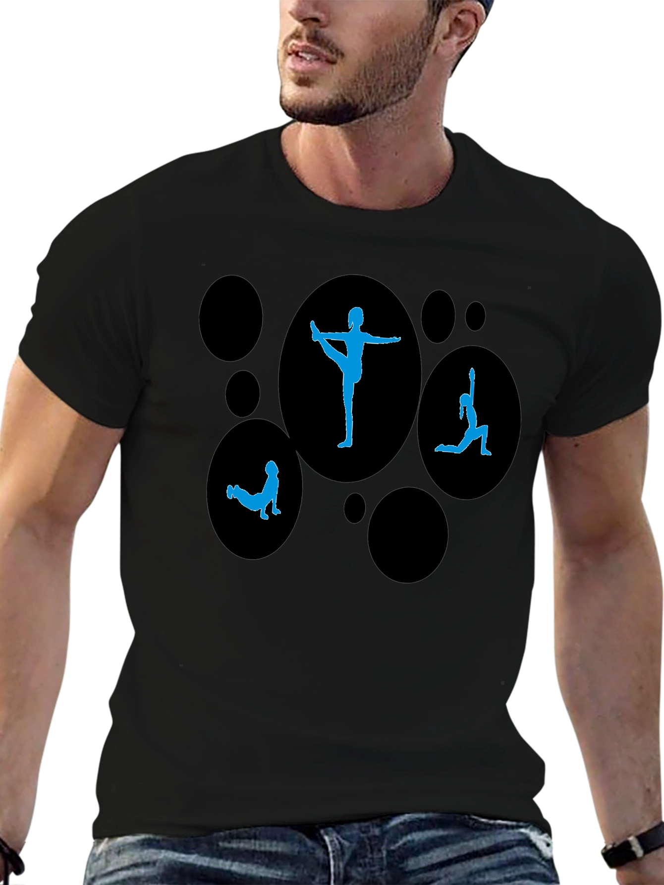 Yoga Pose Graphic Print Black T-Shirt