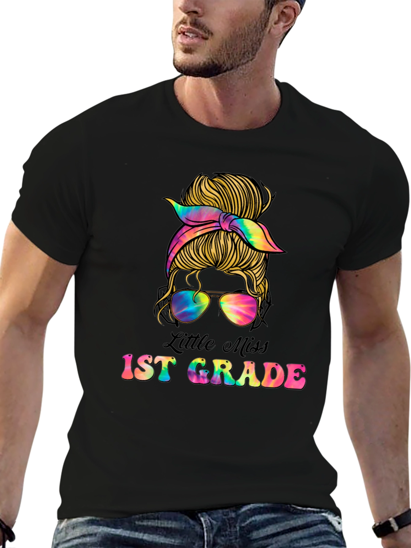 Little Miss 1st Grade Messy Bun T-Shirt