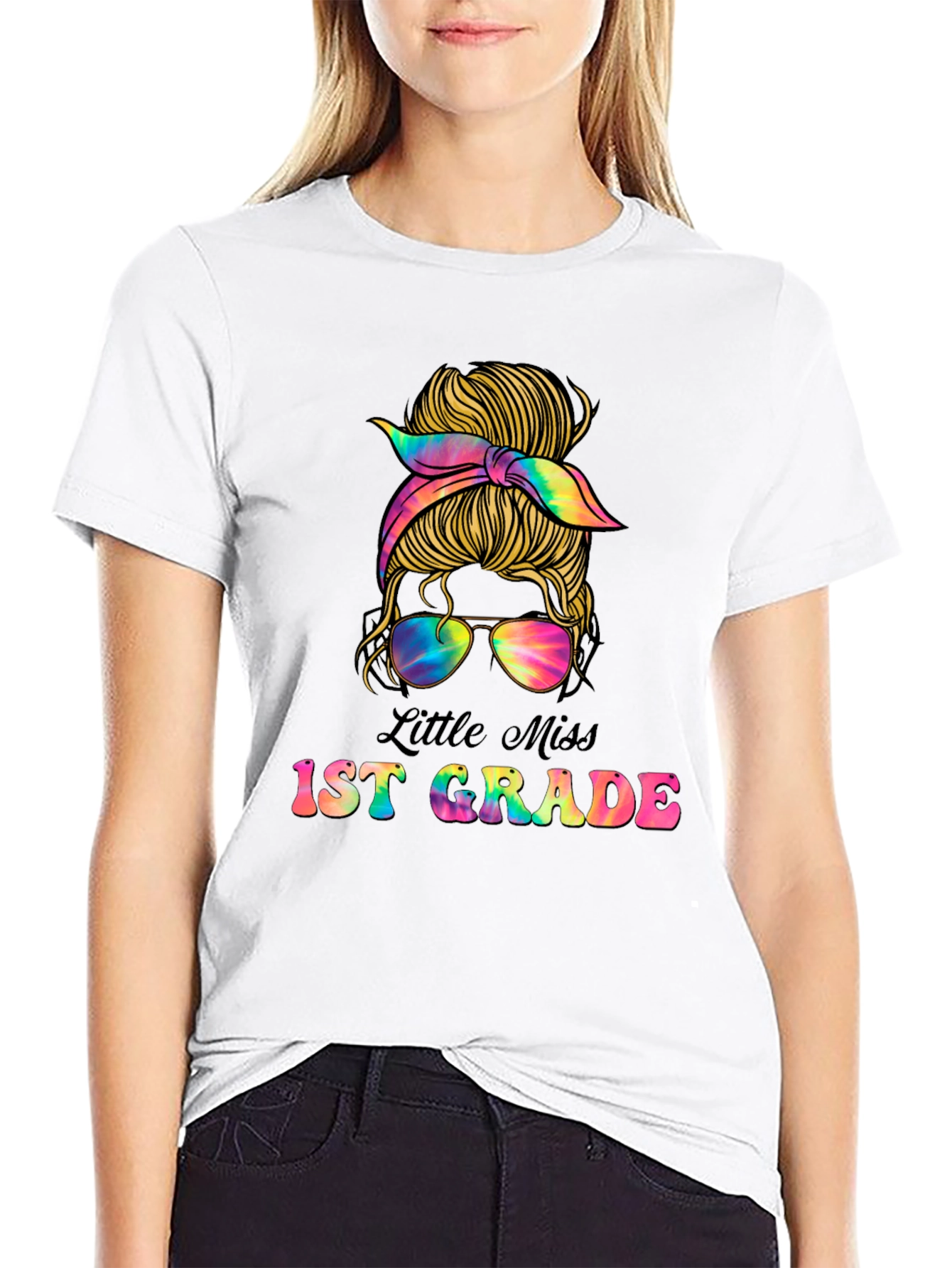 Little Miss 1st Grade Messy Bun T-Shirt