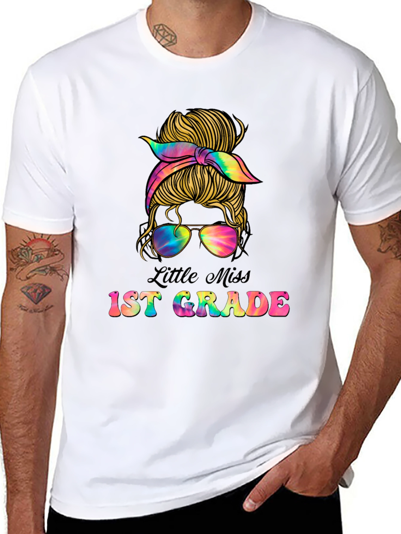 Little Miss 1st Grade Messy Bun T-Shirt