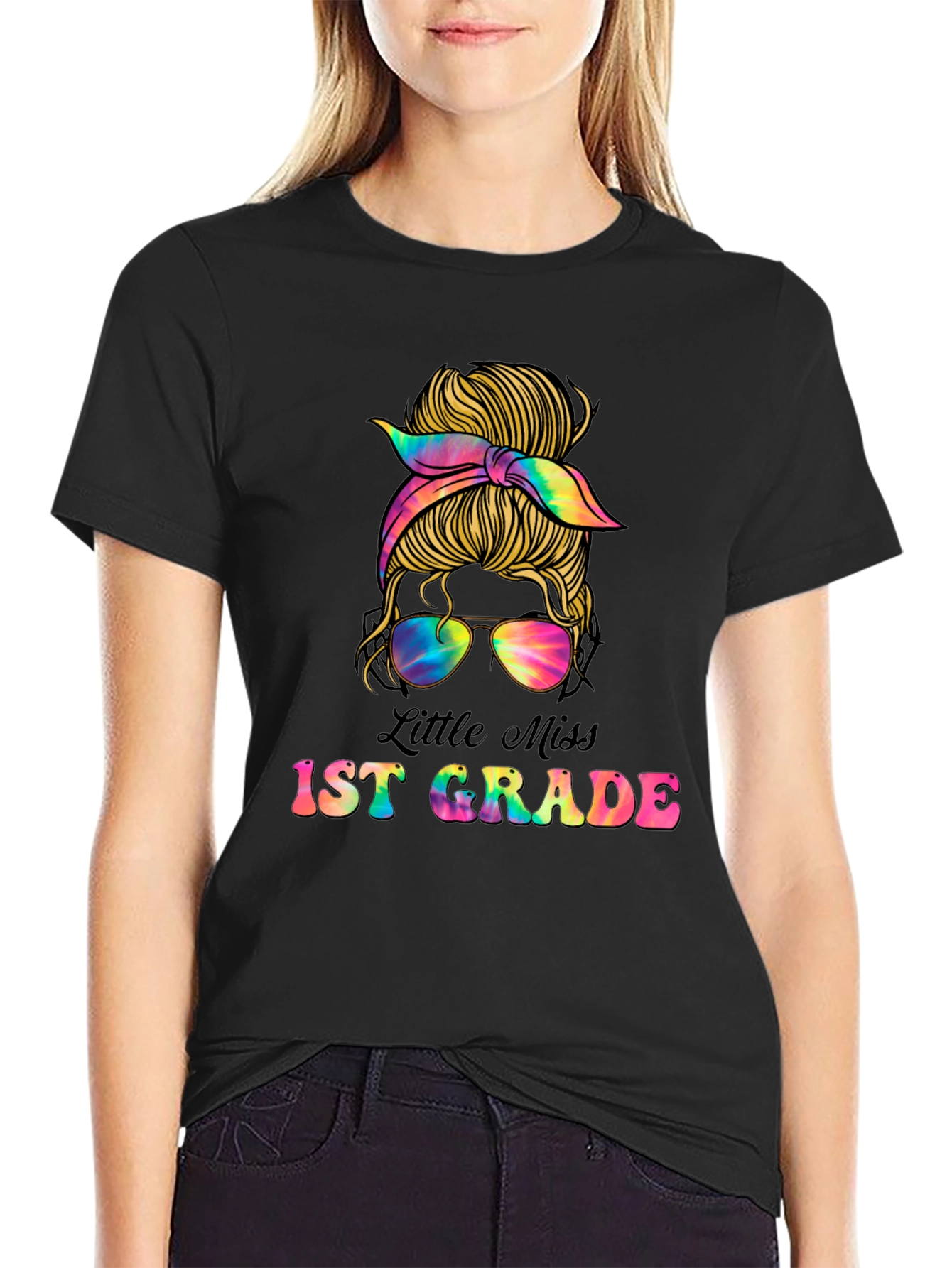 Little Miss 1st Grade Messy Bun T-Shirt