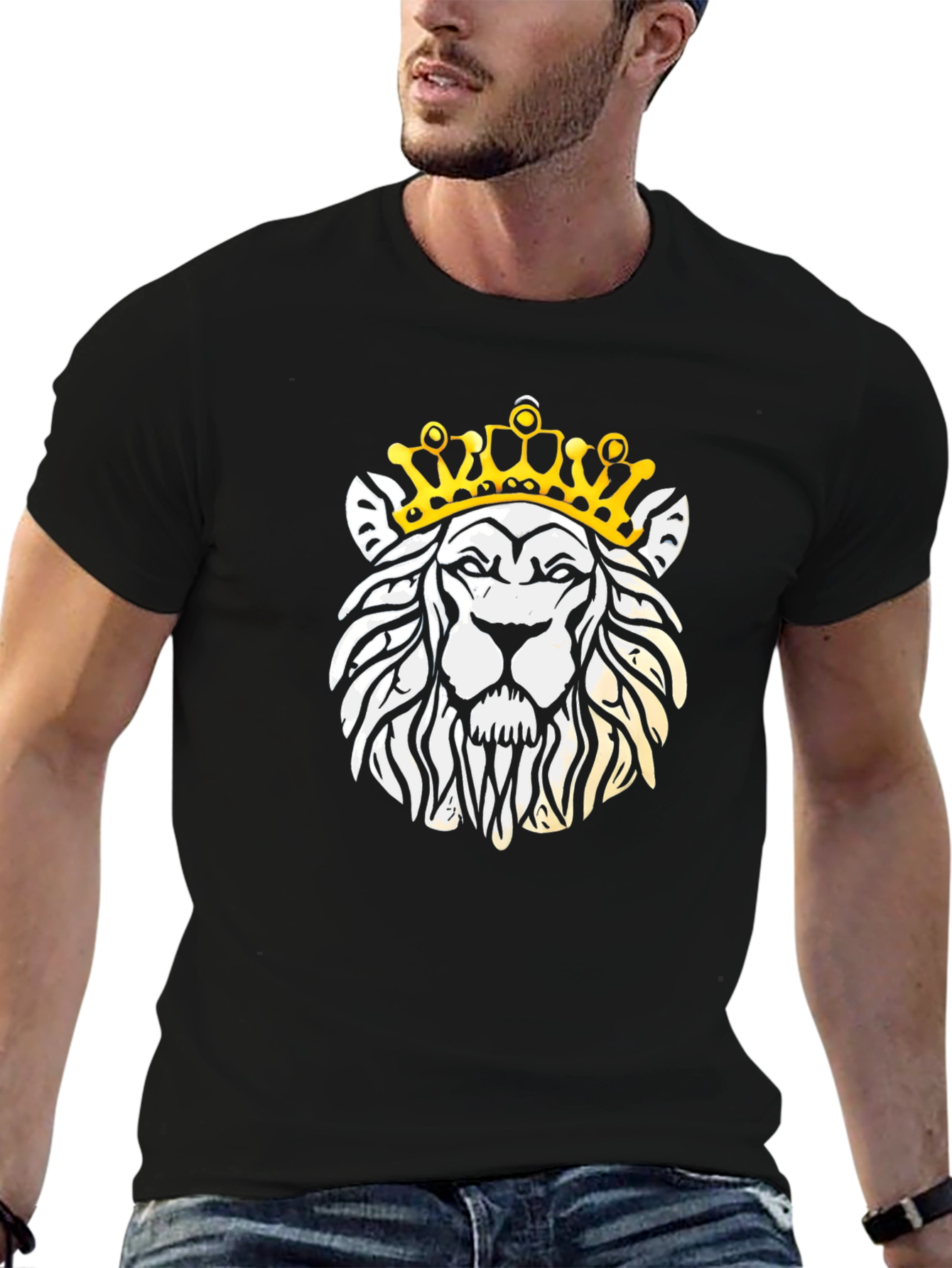 King Lion Graphic Tee - Black Cotton T-Shirt