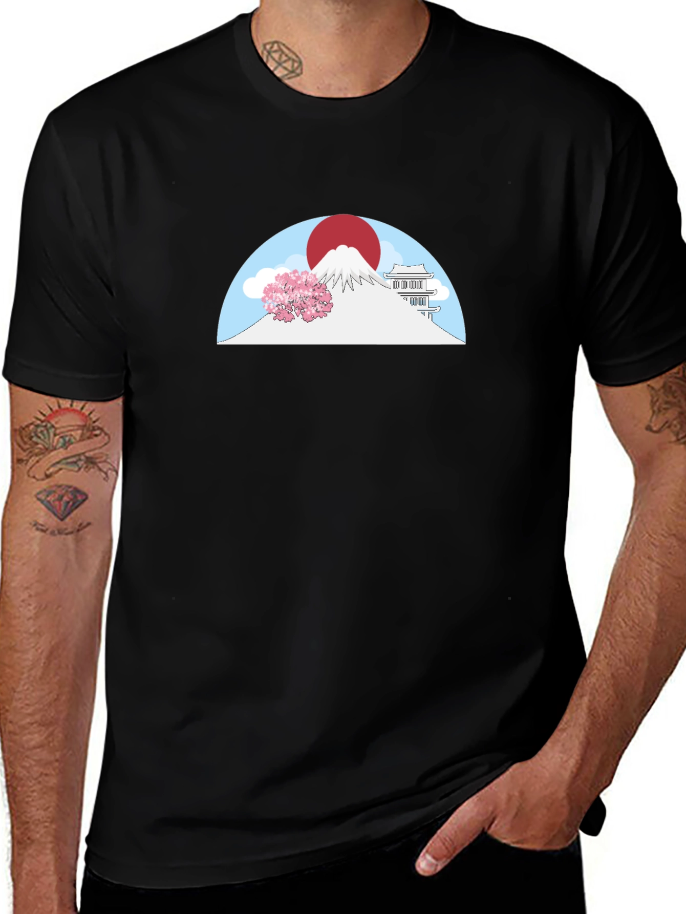 Japanese Mt Fuji T-Shirt - Black