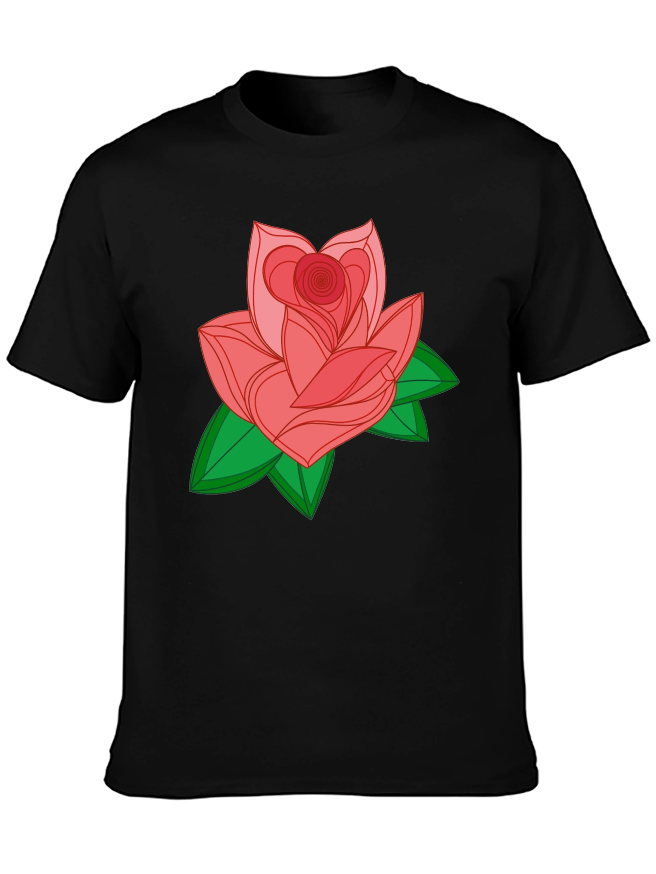 Rose Graphic Black T-Shirt - Stylish & Comfortable
