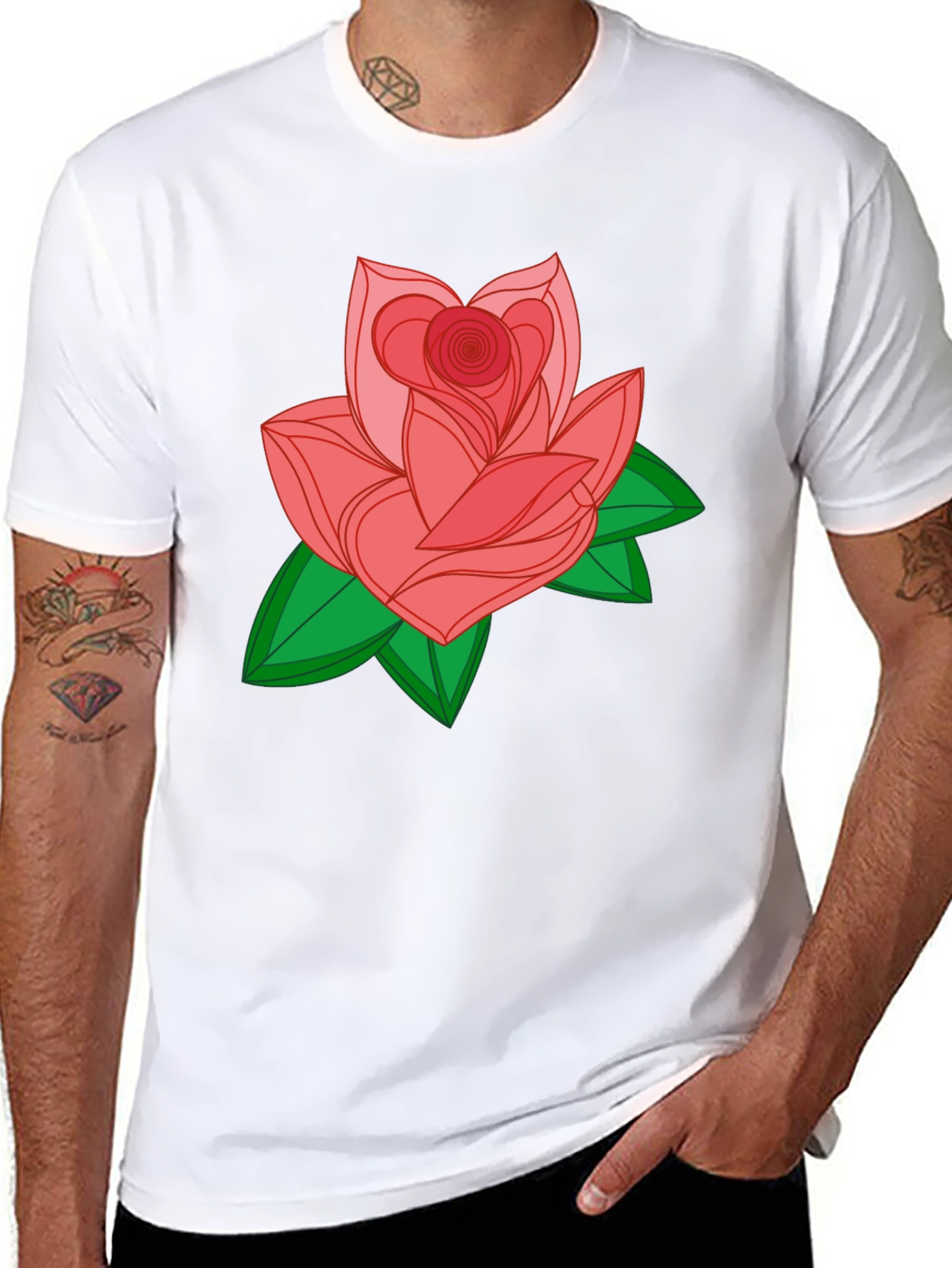 Rose Graphic Black T-Shirt - Stylish & Comfortable
