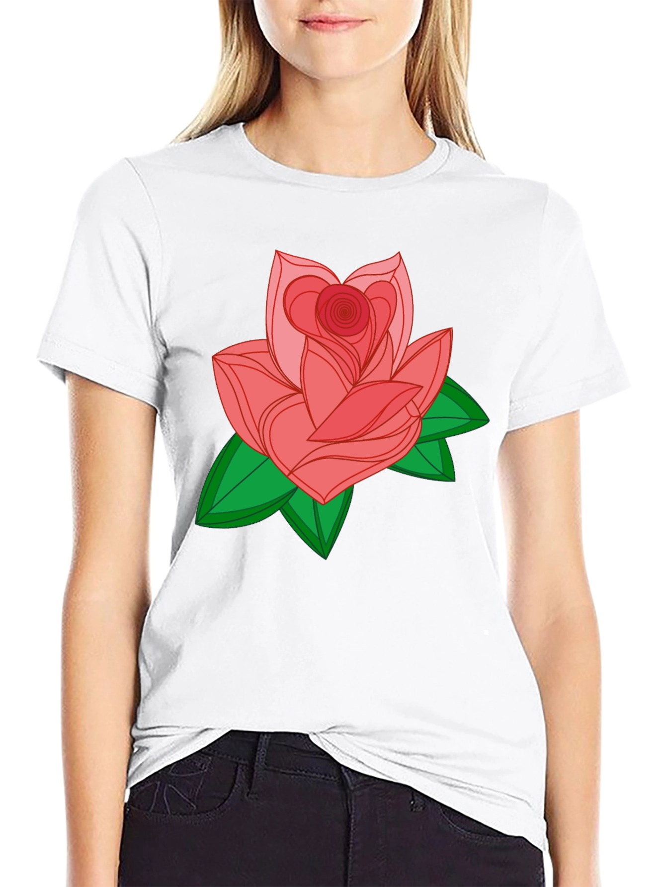 Rose Graphic Black T-Shirt - Stylish & Comfortable