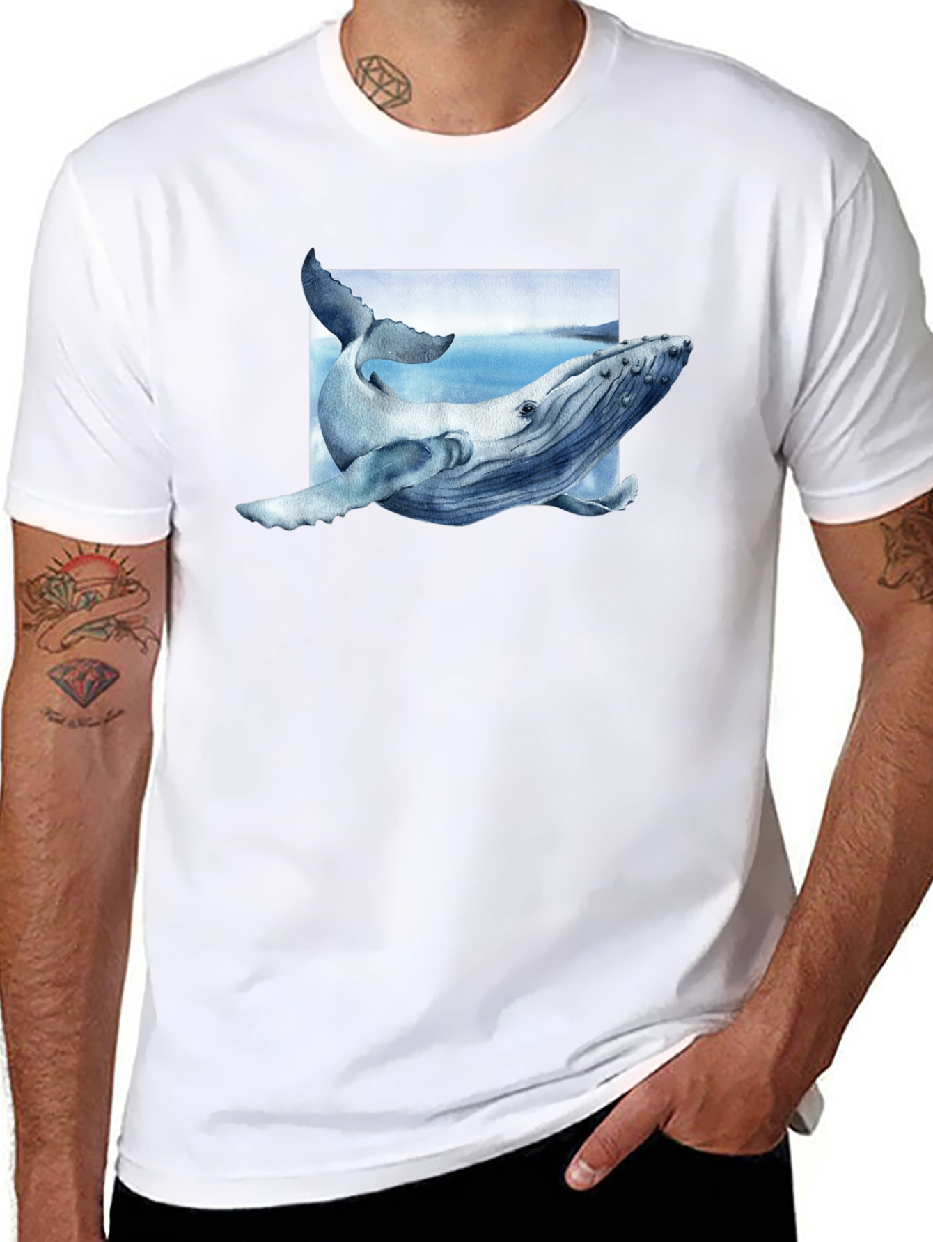 Whale Graphic Tee - Aquatic Art Shirt